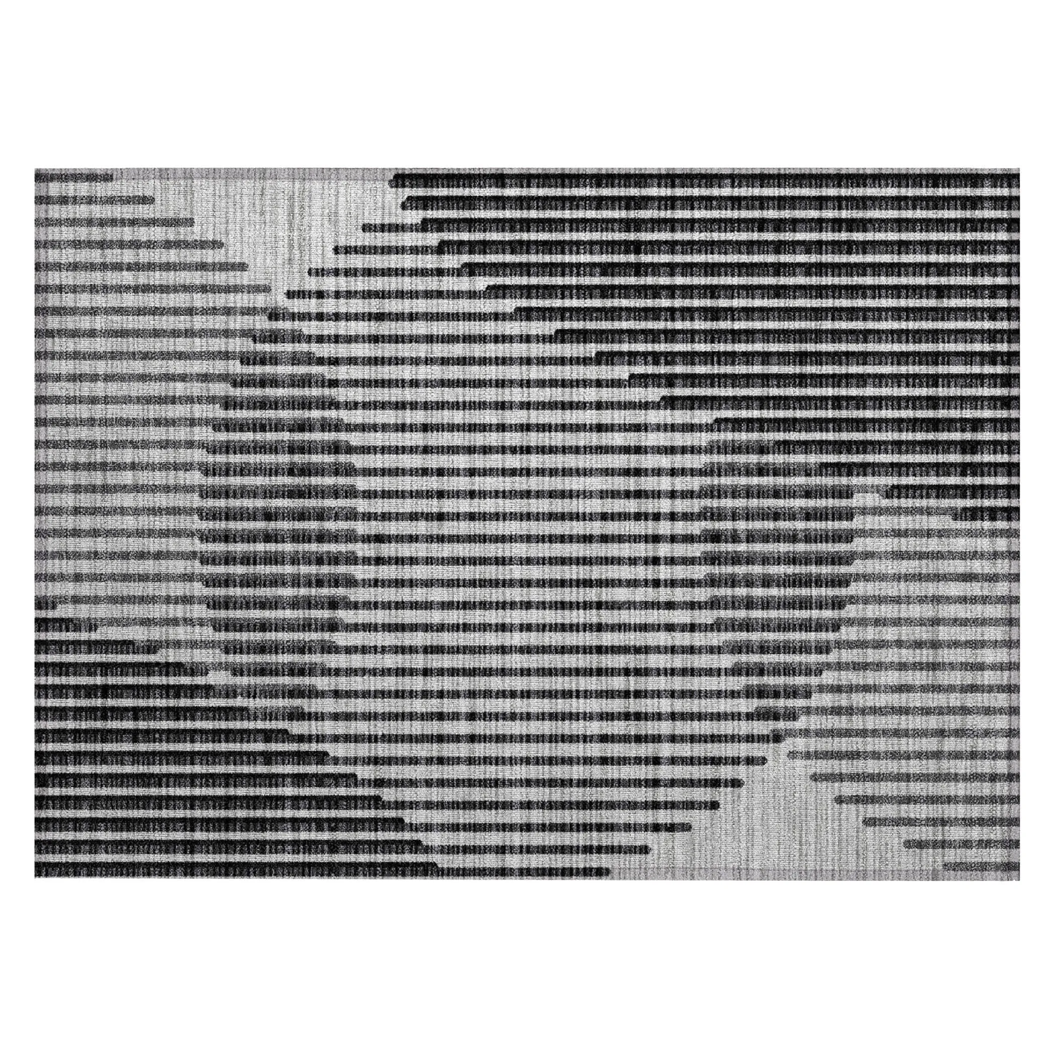 Machine Washable Indoor/ Outdoor Abstract Stripe Chantille Rug