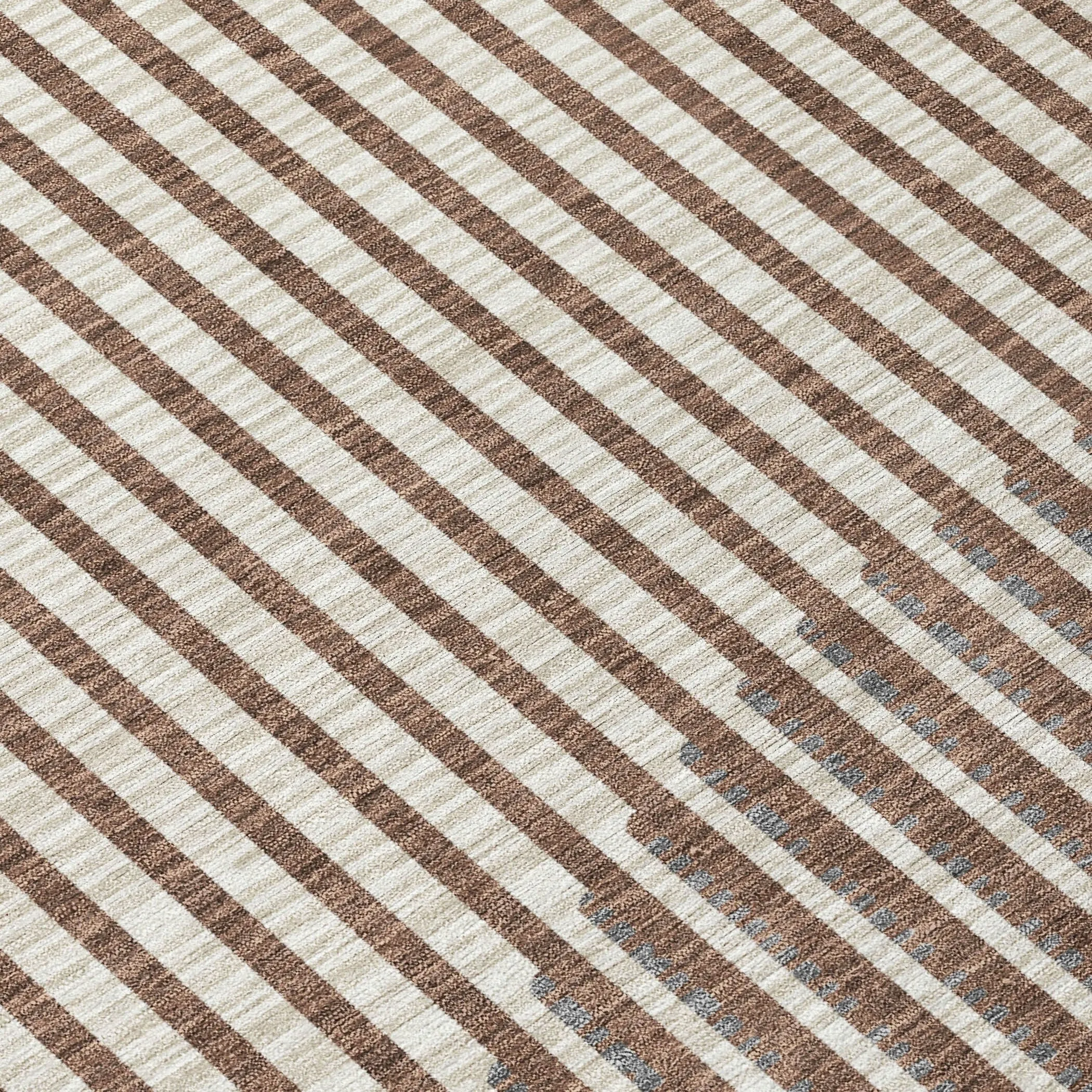 Machine Washable Indoor/ Outdoor Abstract Stripe Chantille Rug