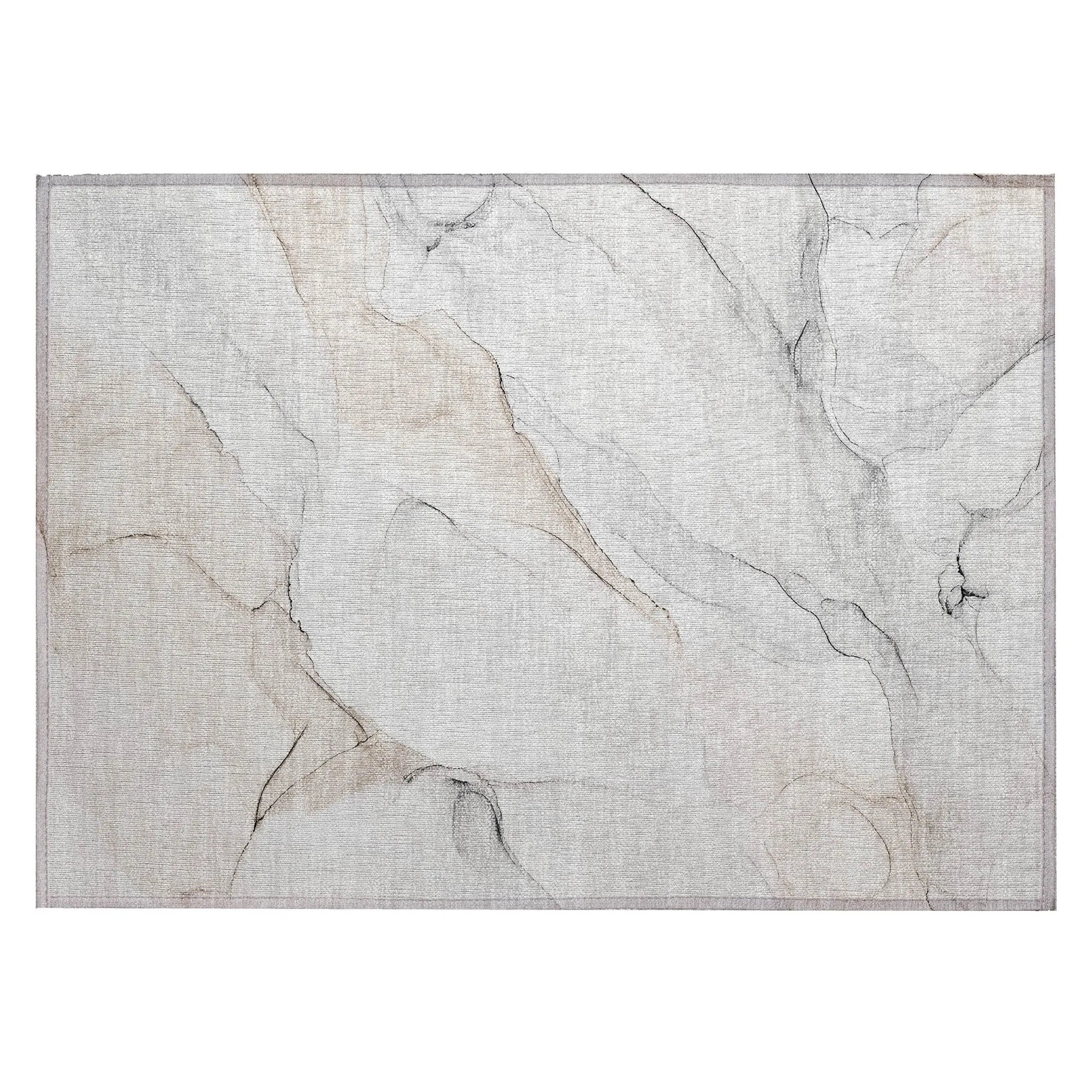Machine Washable Indoor/ Outdoor Abstract Watercolor Chantille Rug