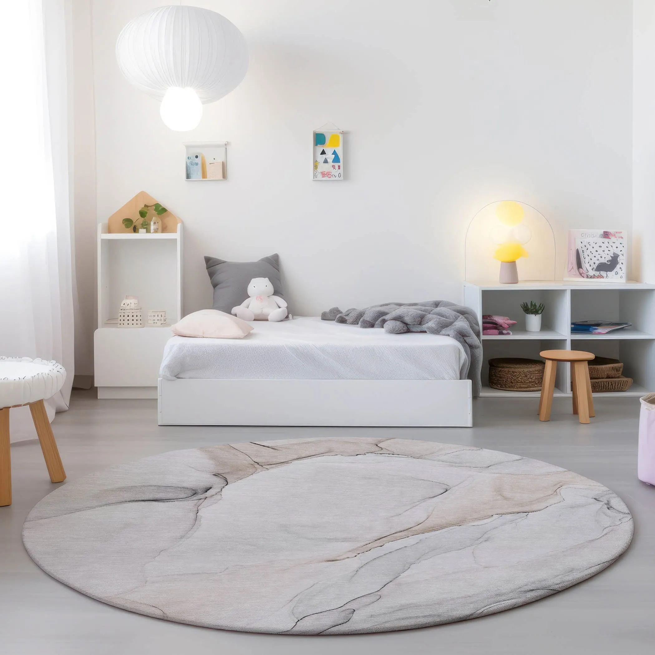 Machine Washable Indoor/ Outdoor Abstract Watercolor Chantille Rug