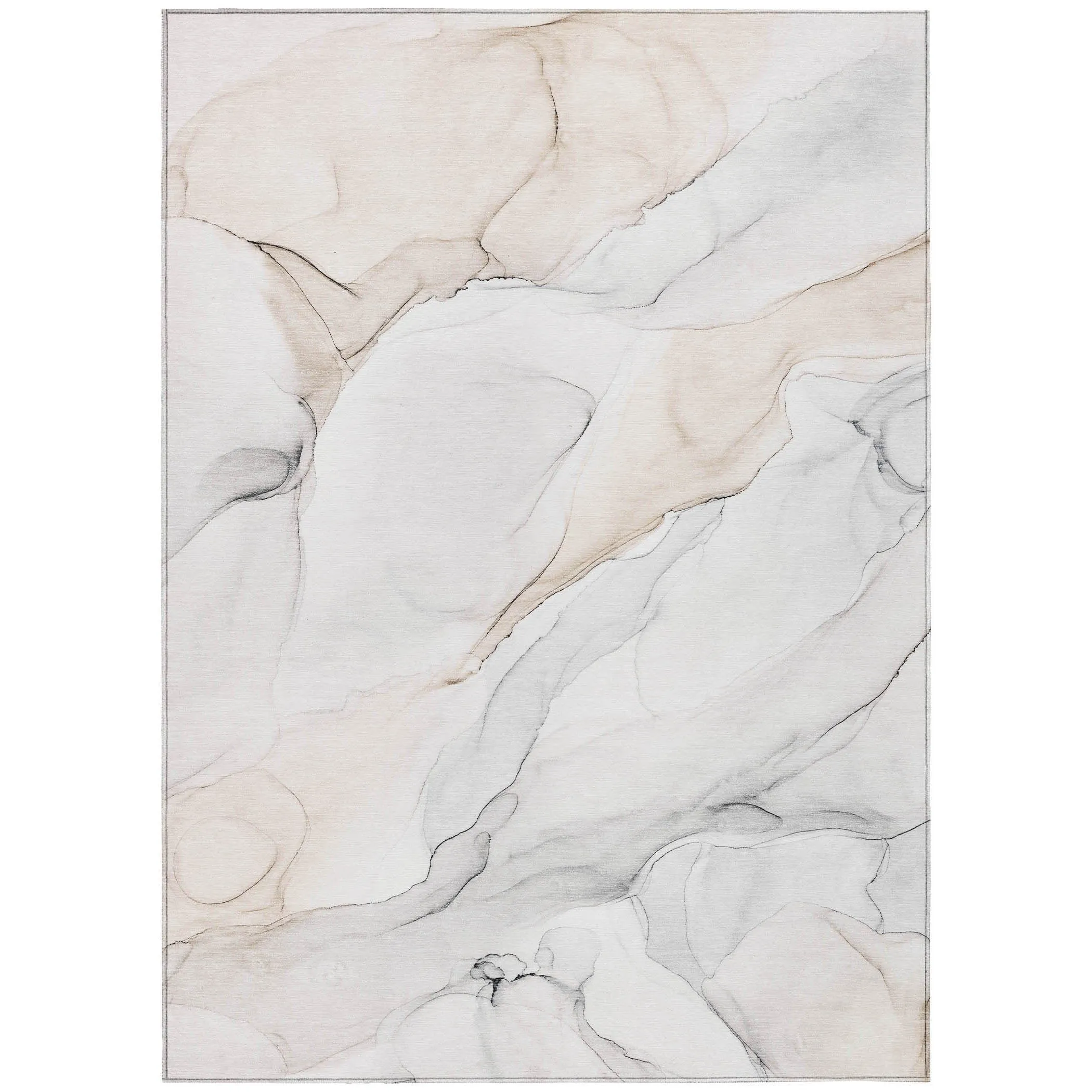 Machine Washable Indoor/ Outdoor Abstract Watercolor Chantille Rug