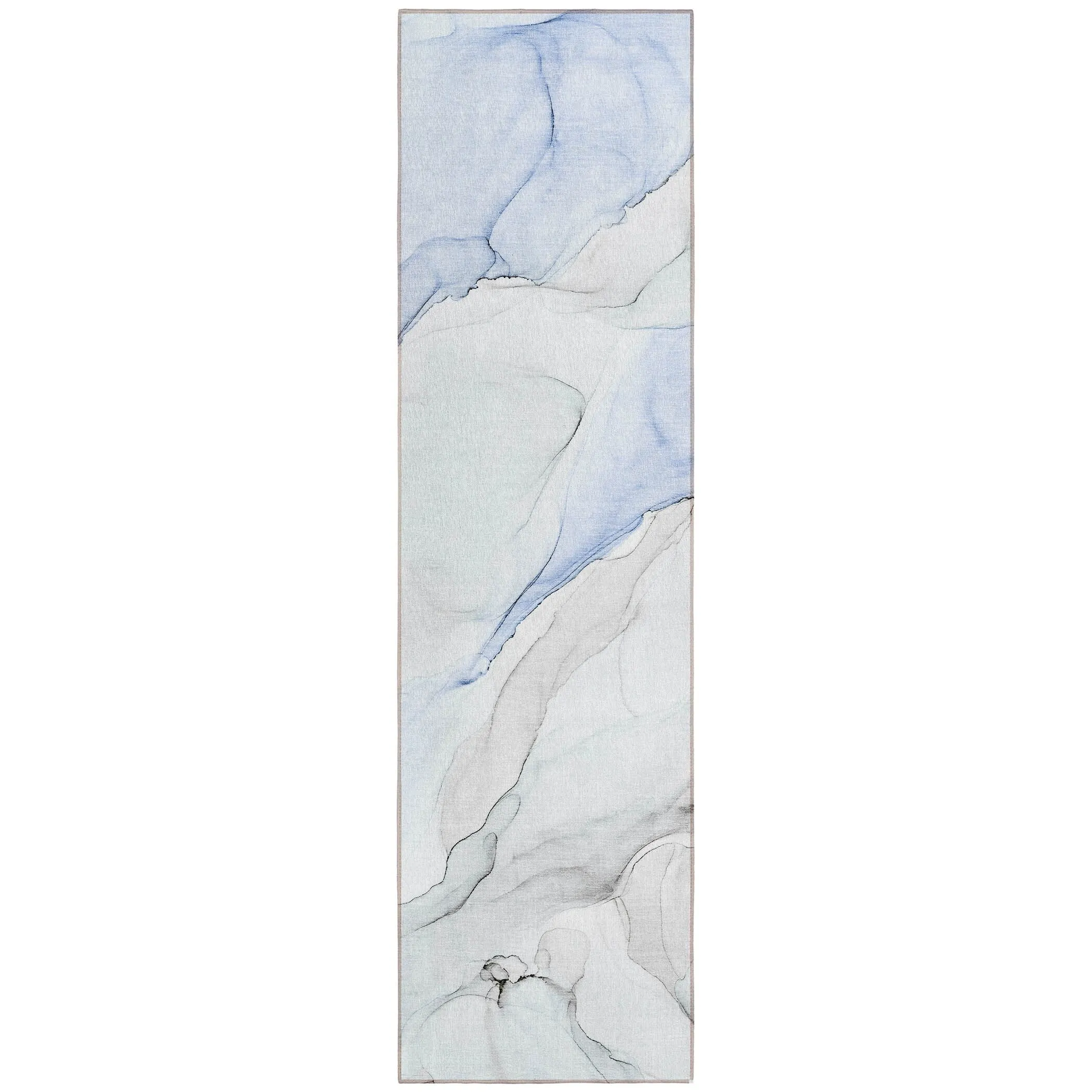 Machine Washable Indoor/ Outdoor Abstract Watercolor Chantille Rug