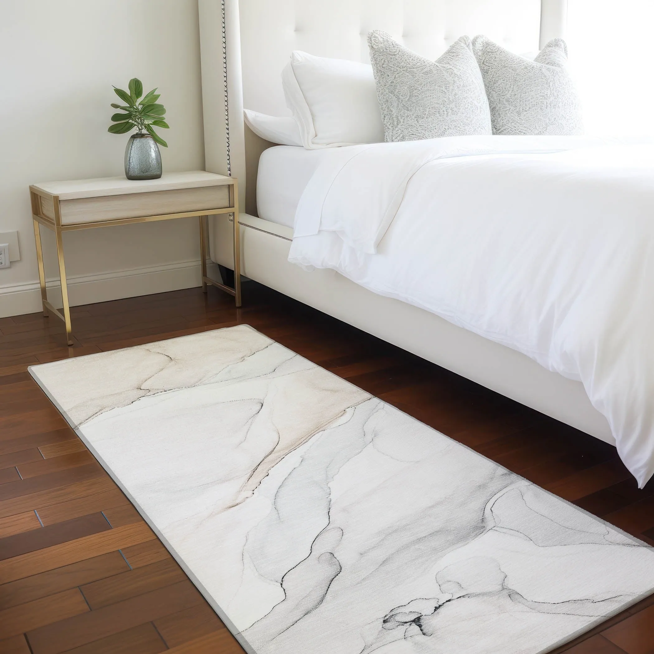 Machine Washable Indoor/ Outdoor Abstract Watercolor Chantille Rug