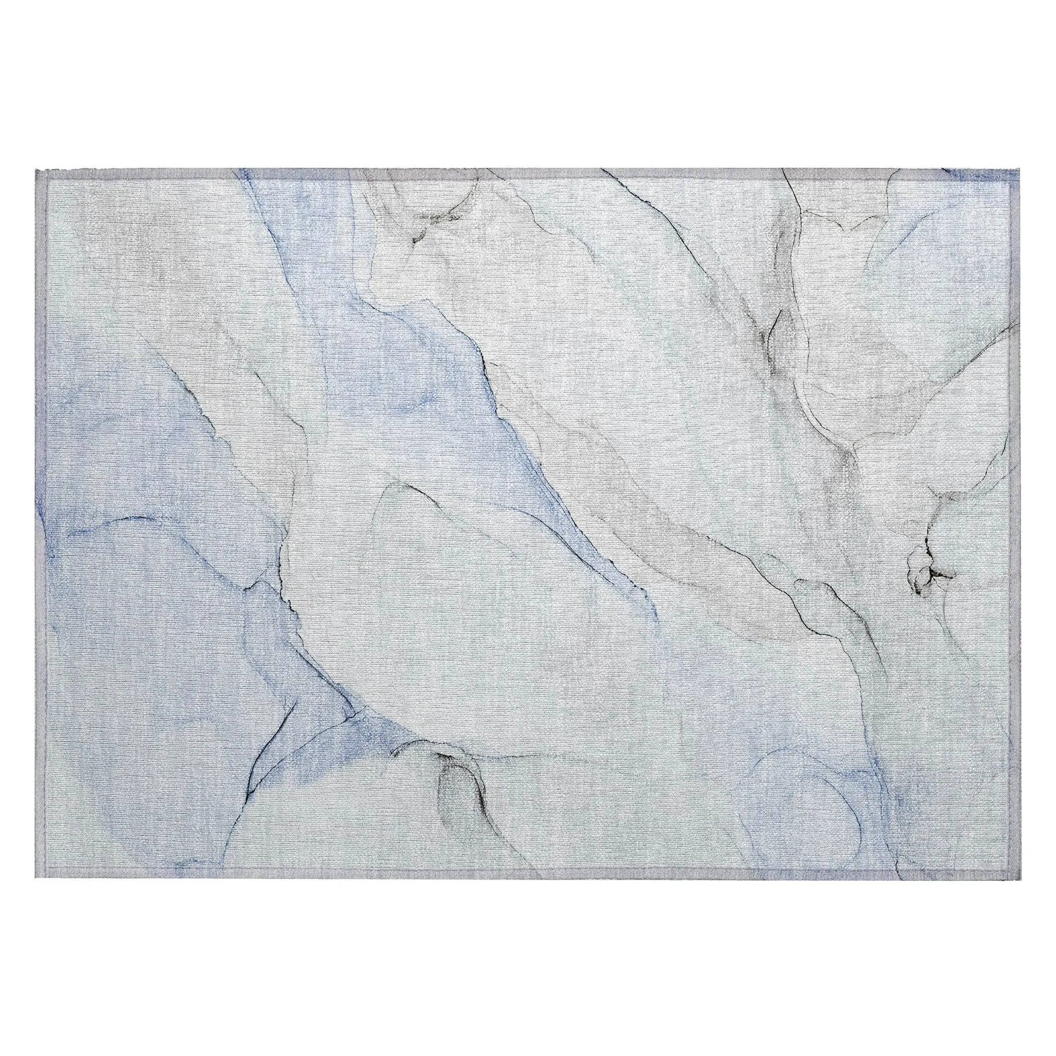 Machine Washable Indoor/ Outdoor Abstract Watercolor Chantille Rug