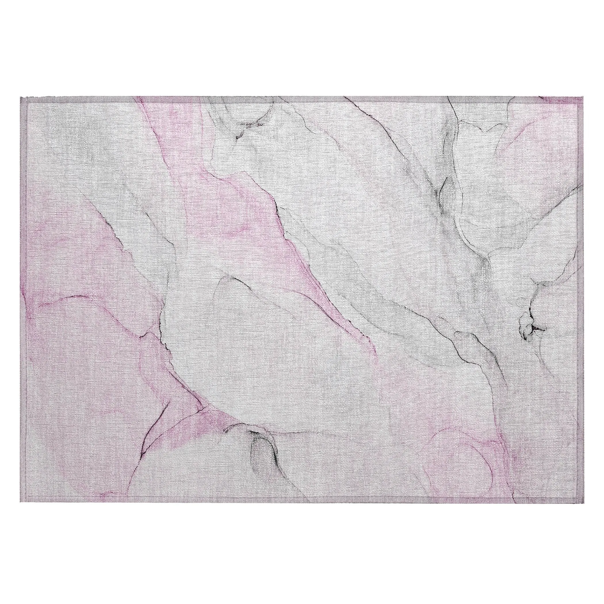 Machine Washable Indoor/ Outdoor Abstract Watercolor Chantille Rug