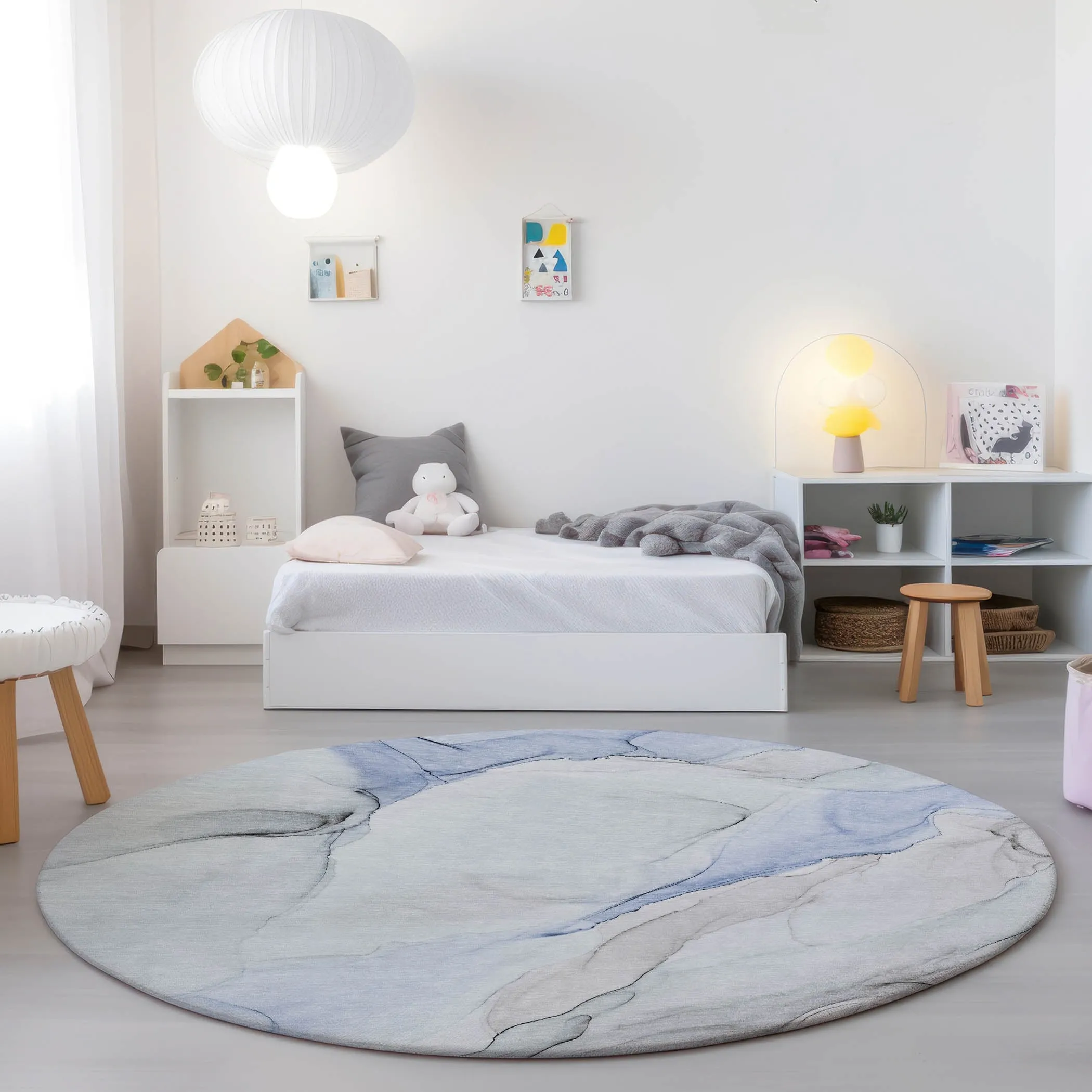 Machine Washable Indoor/ Outdoor Abstract Watercolor Chantille Rug