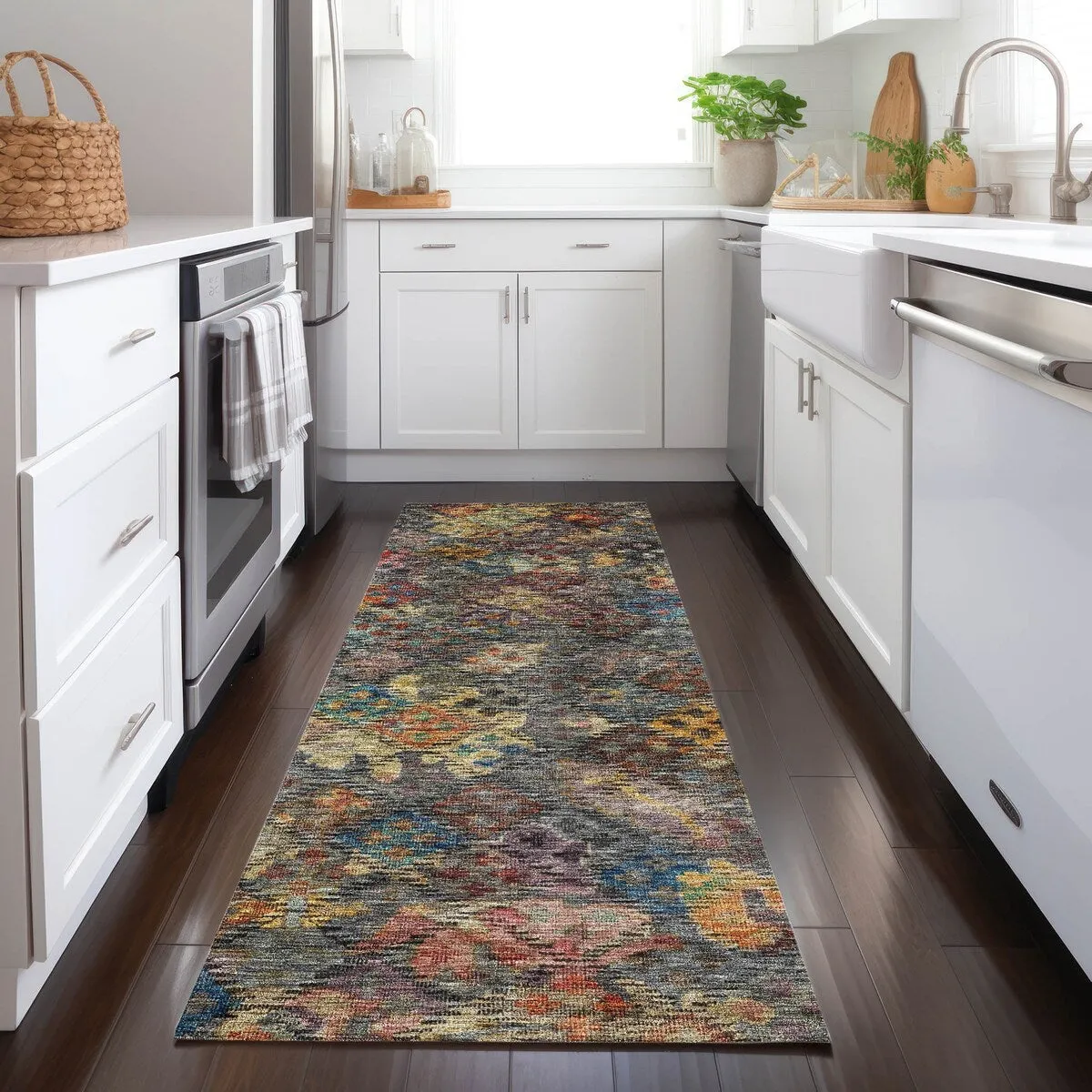 Machine Washable Indoor/ Outdoor Boho Moroccan Chantille Rug