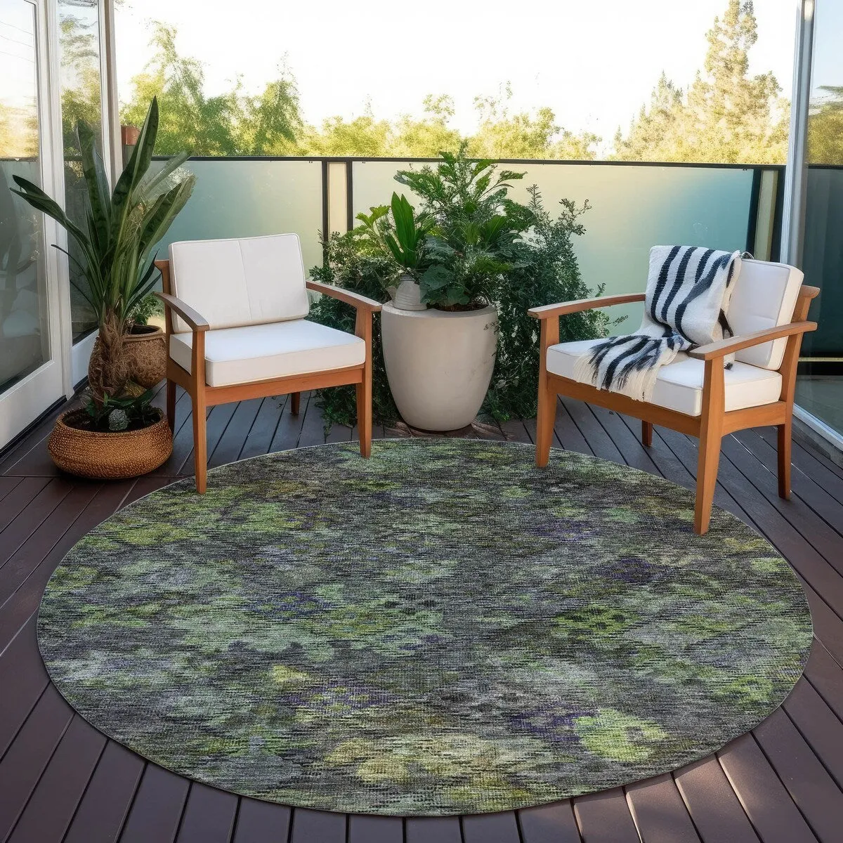 Machine Washable Indoor/ Outdoor Boho Moroccan Chantille Rug