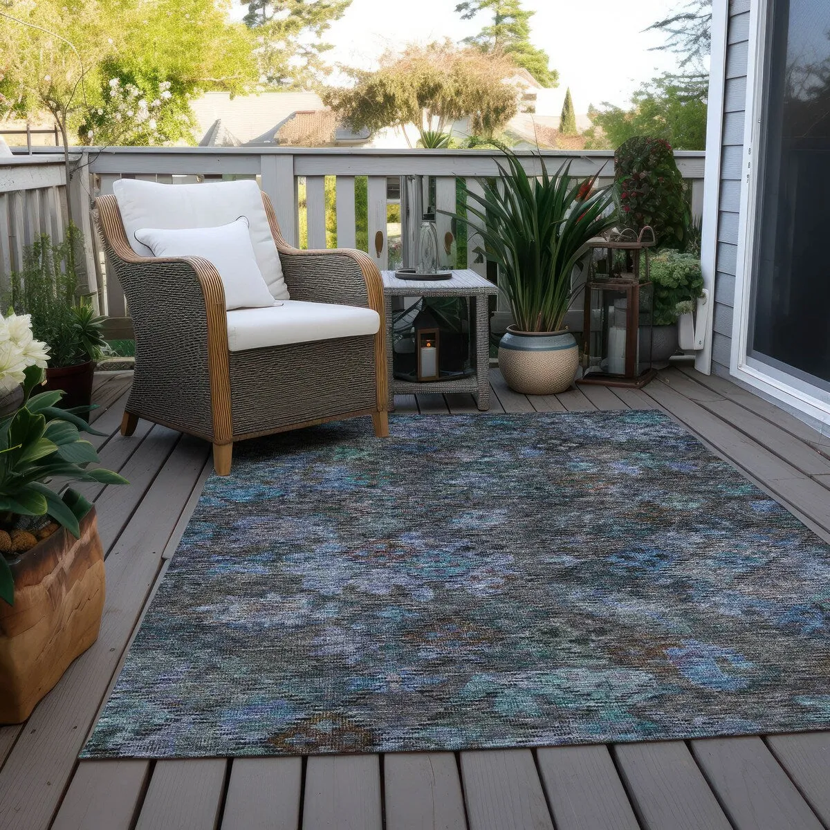 Machine Washable Indoor/ Outdoor Boho Moroccan Chantille Rug