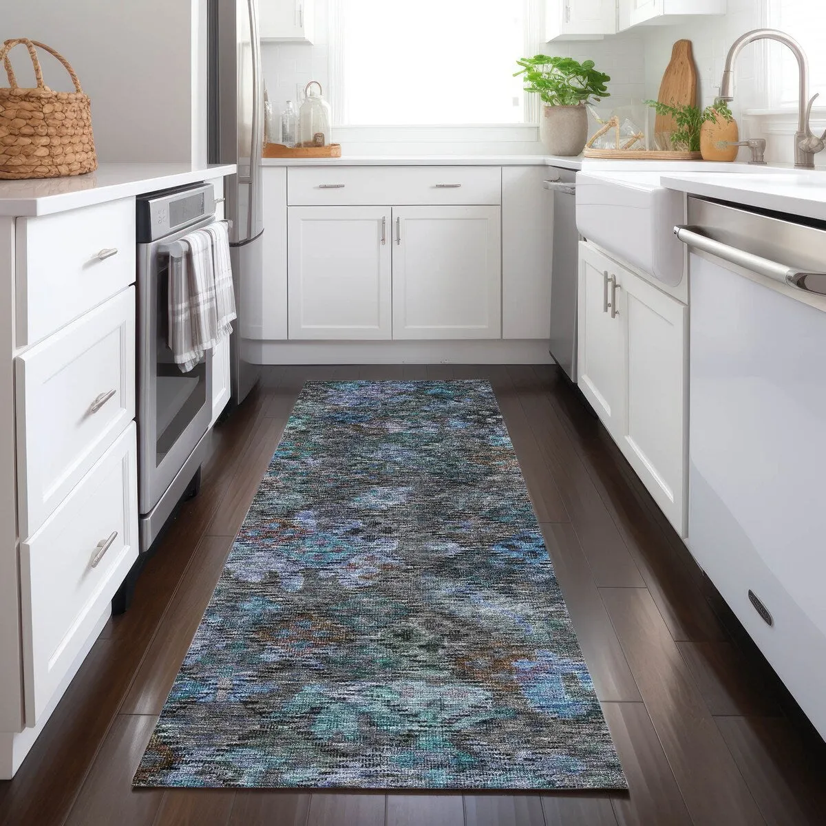 Machine Washable Indoor/ Outdoor Boho Moroccan Chantille Rug