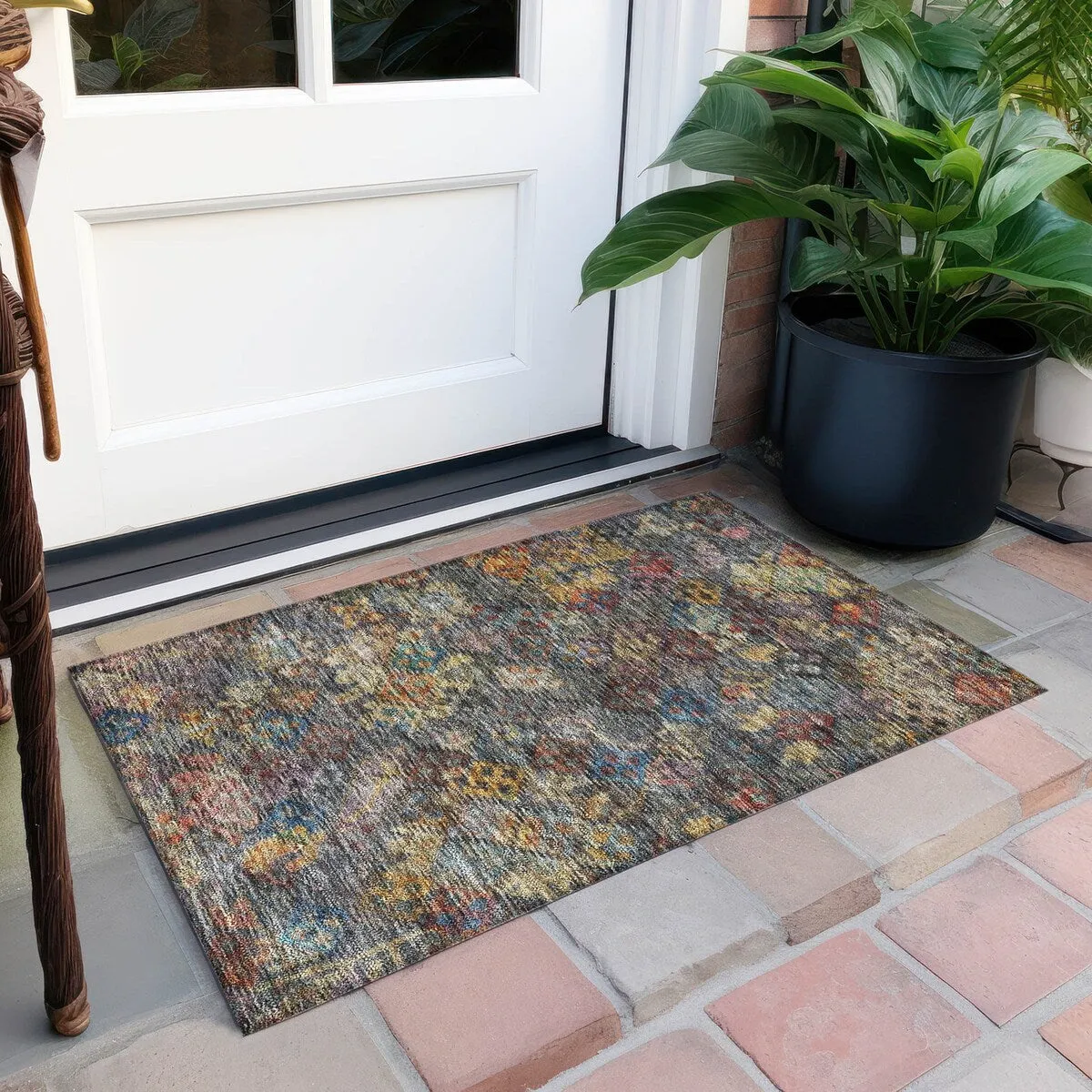 Machine Washable Indoor/ Outdoor Boho Moroccan Chantille Rug