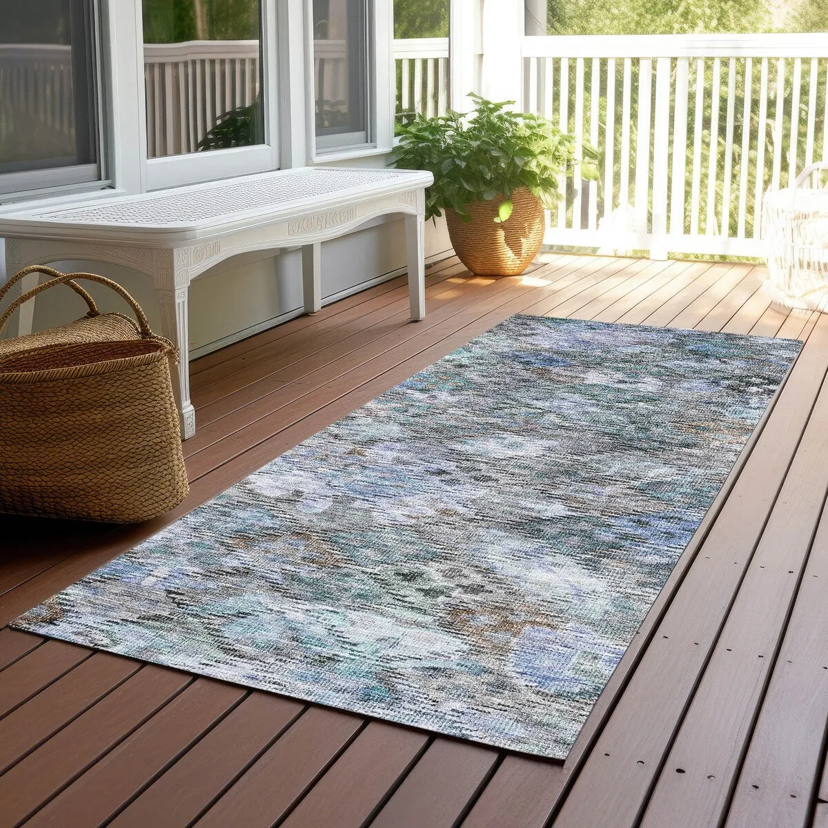 Machine Washable Indoor/ Outdoor Boho Moroccan Chantille Rug