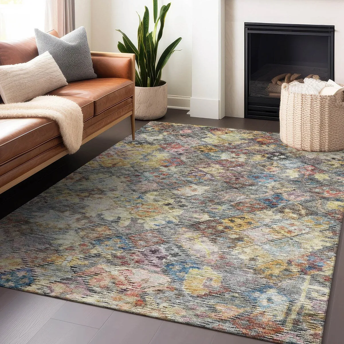 Machine Washable Indoor/ Outdoor Boho Moroccan Chantille Rug
