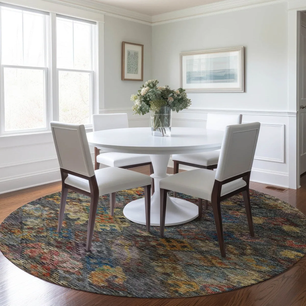 Machine Washable Indoor/ Outdoor Boho Moroccan Chantille Rug