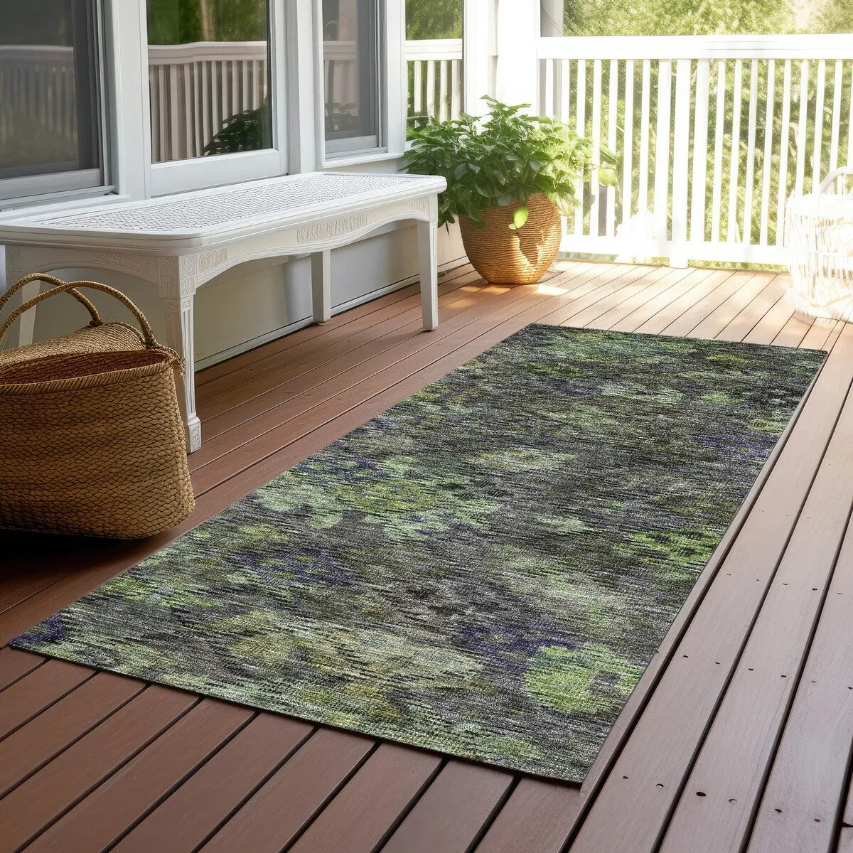 Machine Washable Indoor/ Outdoor Boho Moroccan Chantille Rug