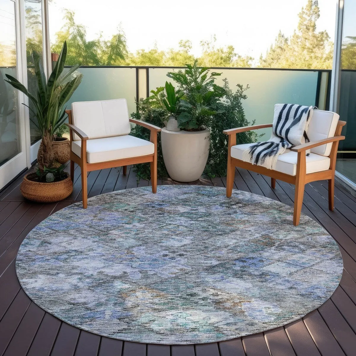 Machine Washable Indoor/ Outdoor Boho Moroccan Chantille Rug
