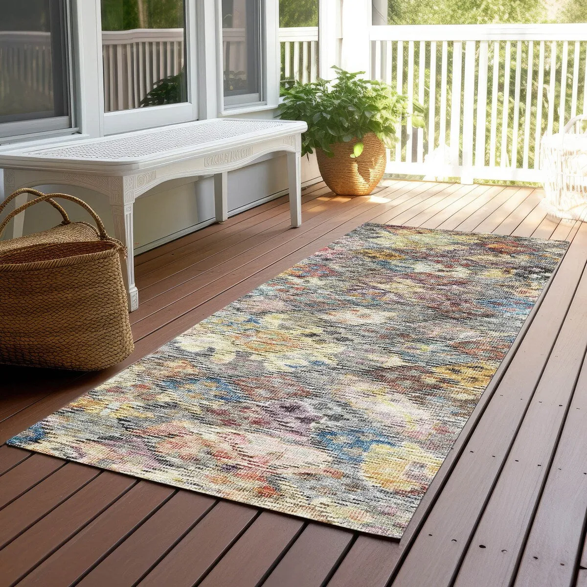 Machine Washable Indoor/ Outdoor Boho Moroccan Chantille Rug