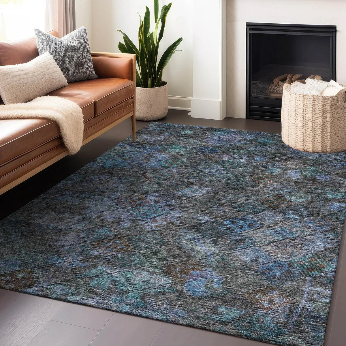 Machine Washable Indoor/ Outdoor Boho Moroccan Chantille Rug