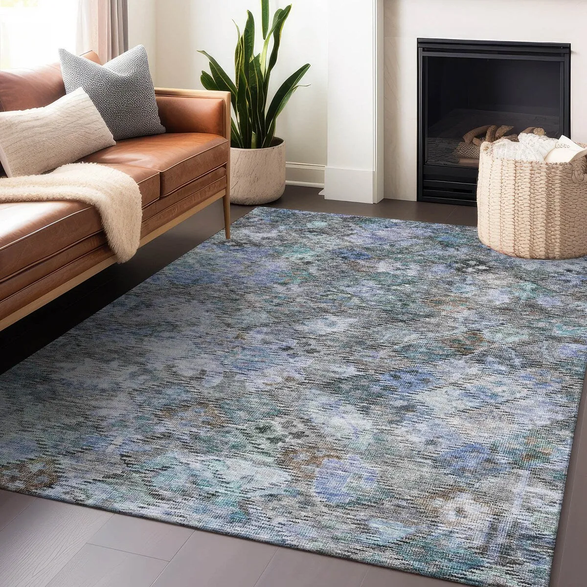 Machine Washable Indoor/ Outdoor Boho Moroccan Chantille Rug