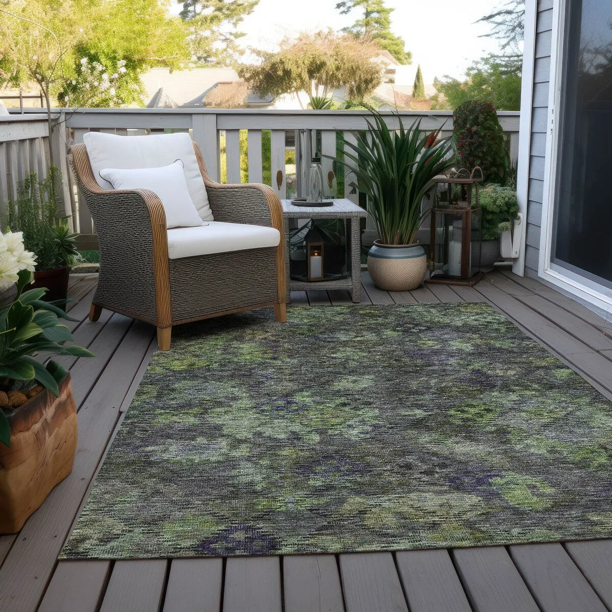 Machine Washable Indoor/ Outdoor Boho Moroccan Chantille Rug