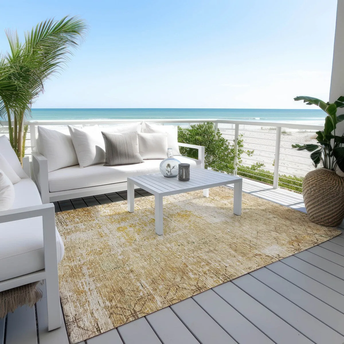 Machine Washable Indoor/ Outdoor Boho Moroccan Chantille Rug