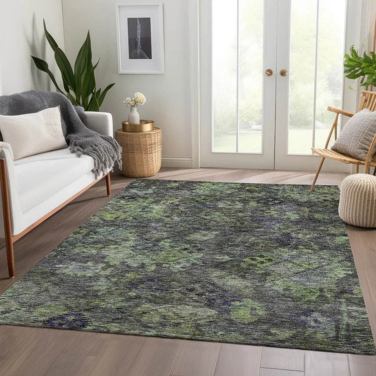 Machine Washable Indoor/ Outdoor Boho Moroccan Chantille Rug