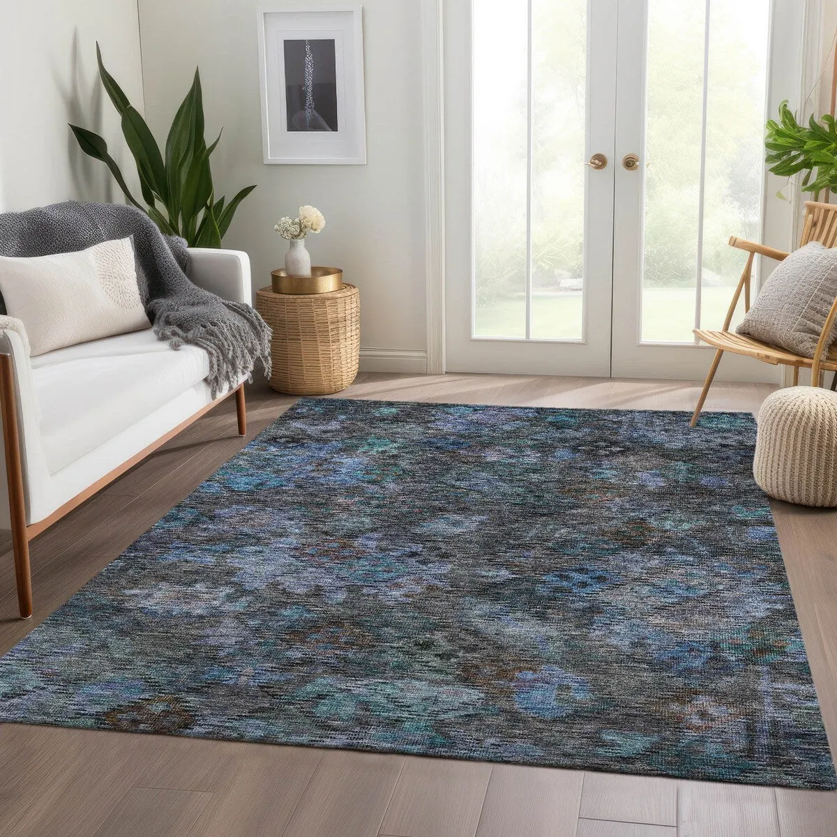 Machine Washable Indoor/ Outdoor Boho Moroccan Chantille Rug