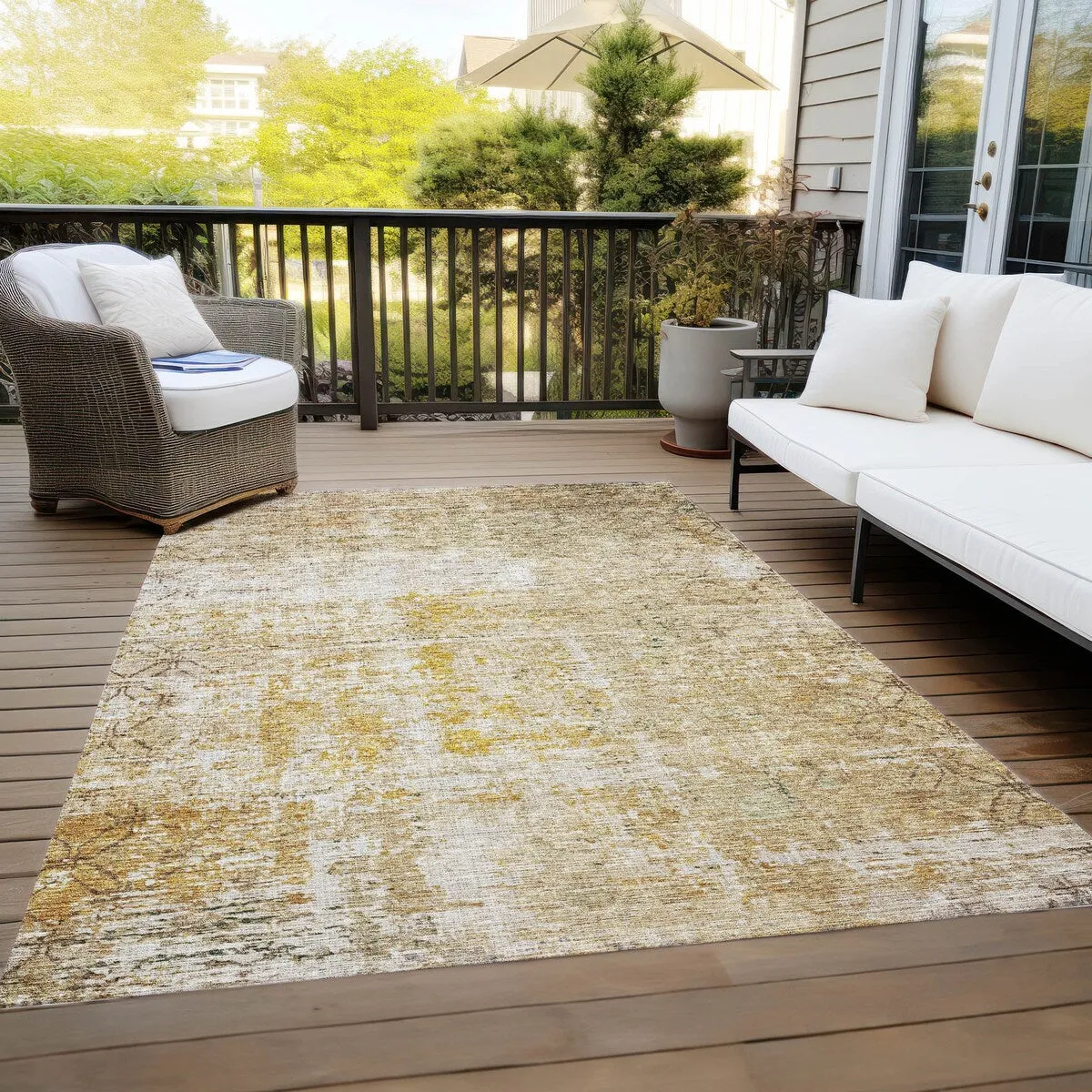 Machine Washable Indoor/ Outdoor Boho Moroccan Chantille Rug