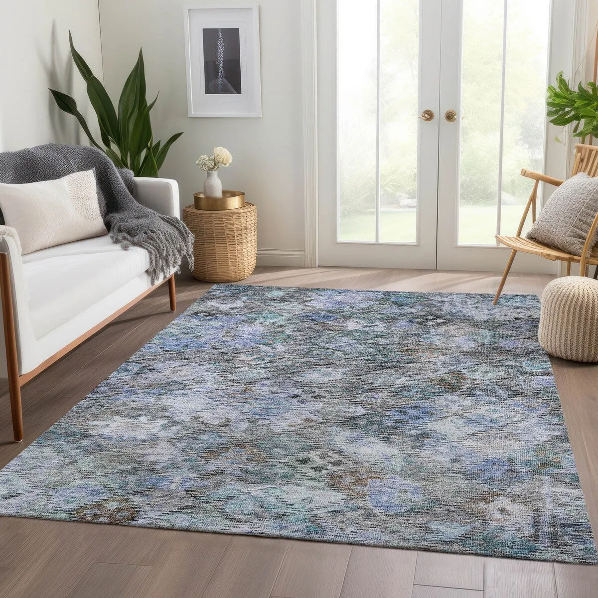 Machine Washable Indoor/ Outdoor Boho Moroccan Chantille Rug