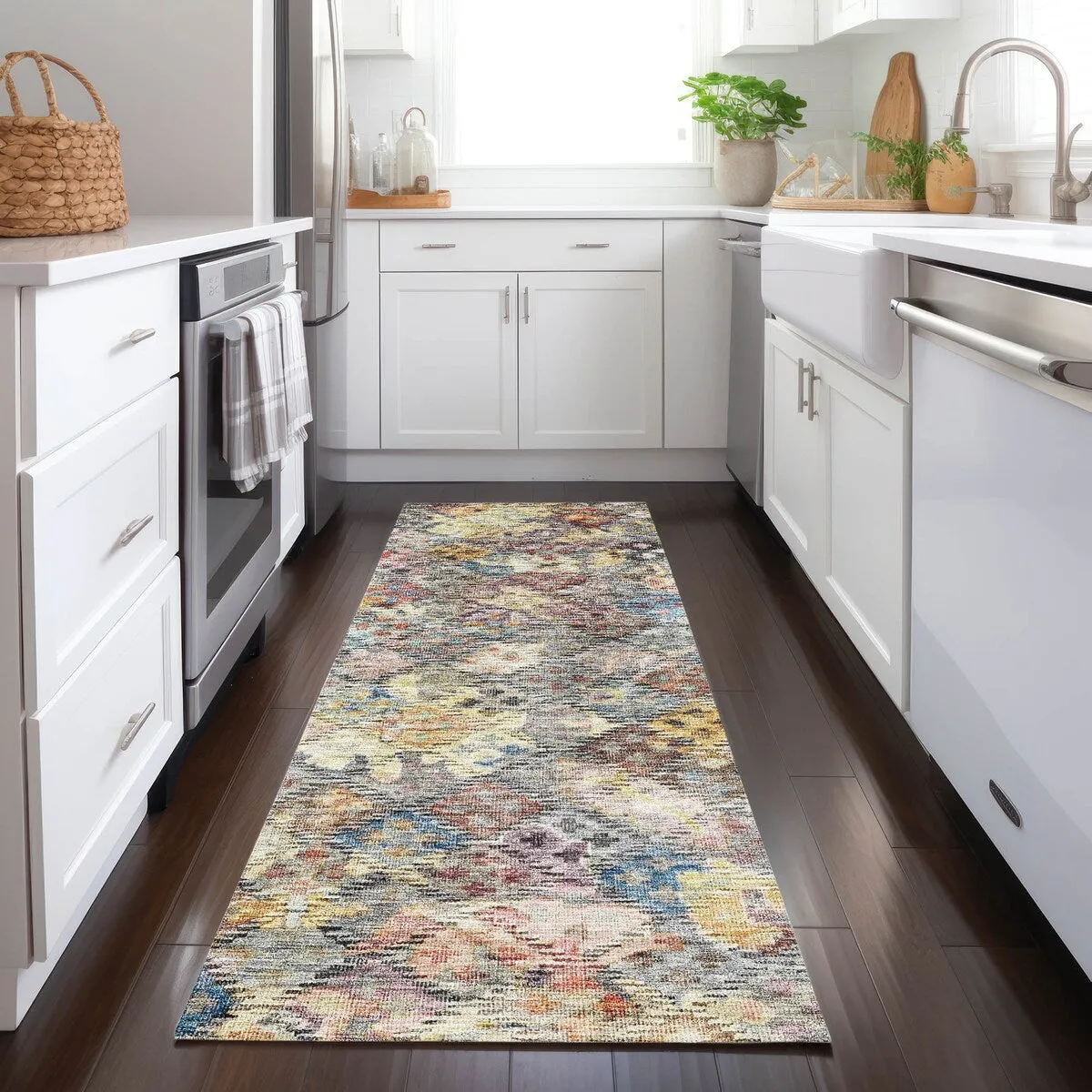 Machine Washable Indoor/ Outdoor Boho Moroccan Chantille Rug
