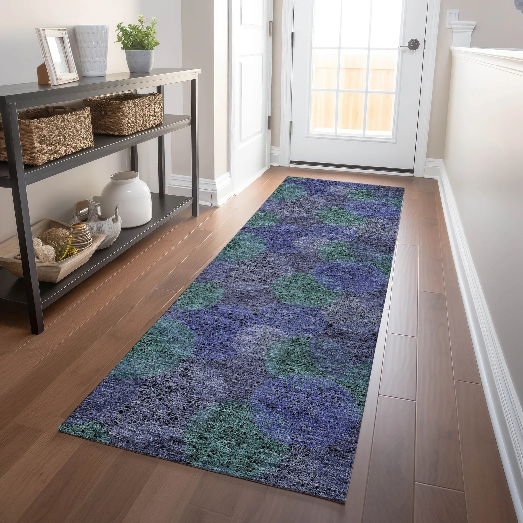Machine Washable Indoor/ Outdoor Boho Sphere Chantille Rug