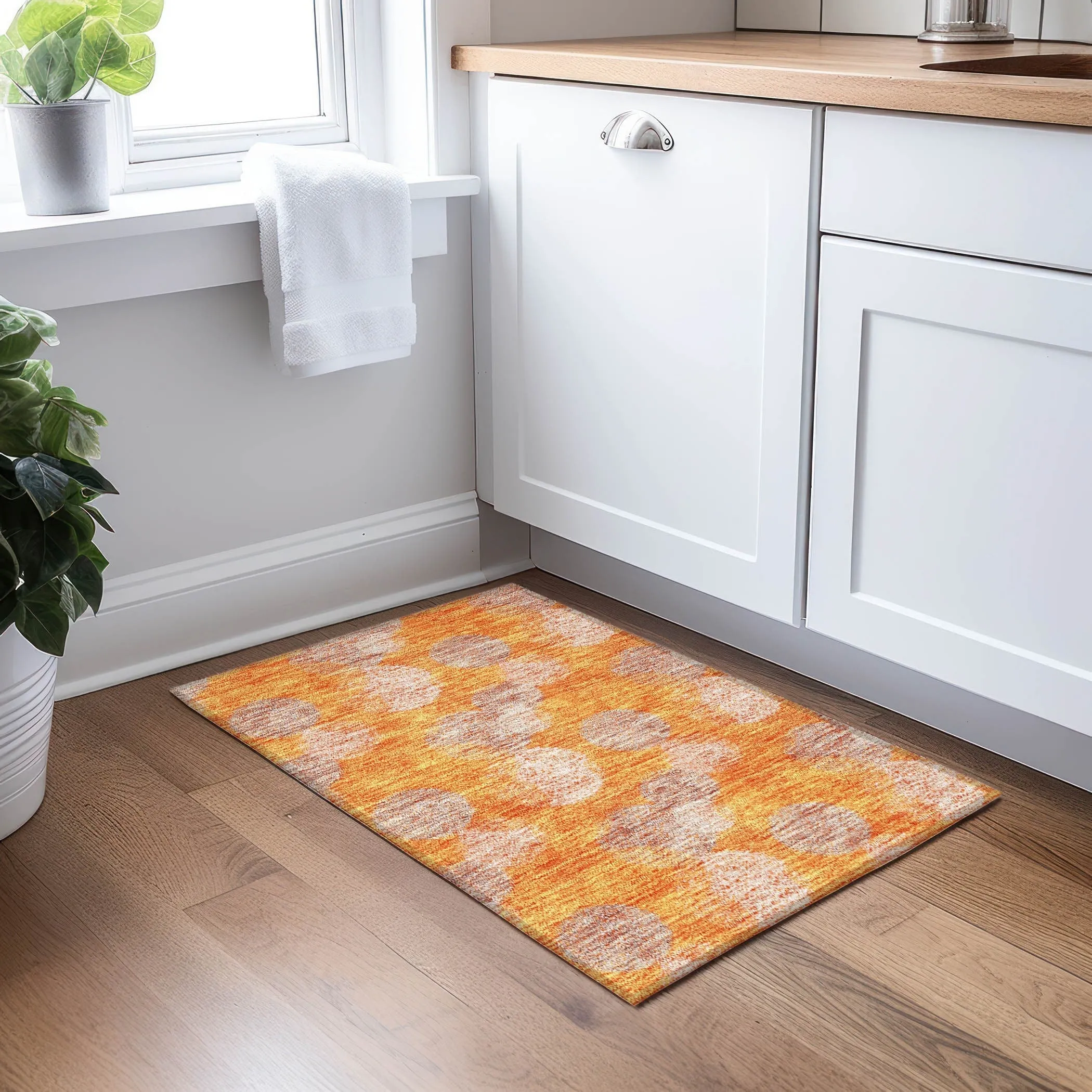 Machine Washable Indoor/ Outdoor Boho Sphere Chantille Rug