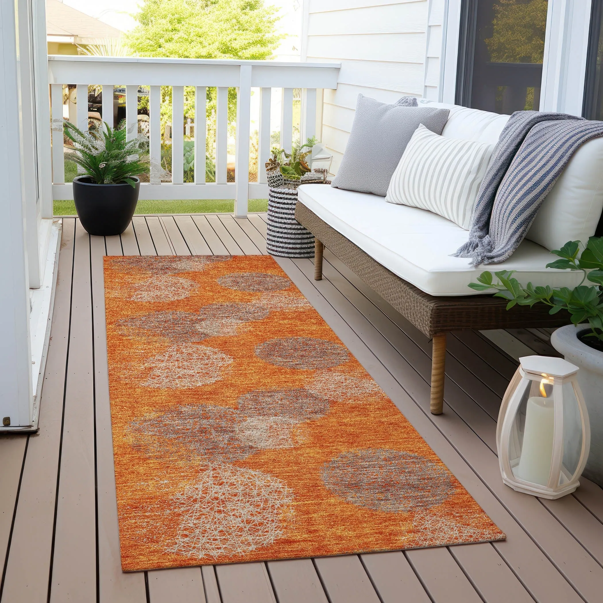 Machine Washable Indoor/ Outdoor Boho Sphere Chantille Rug