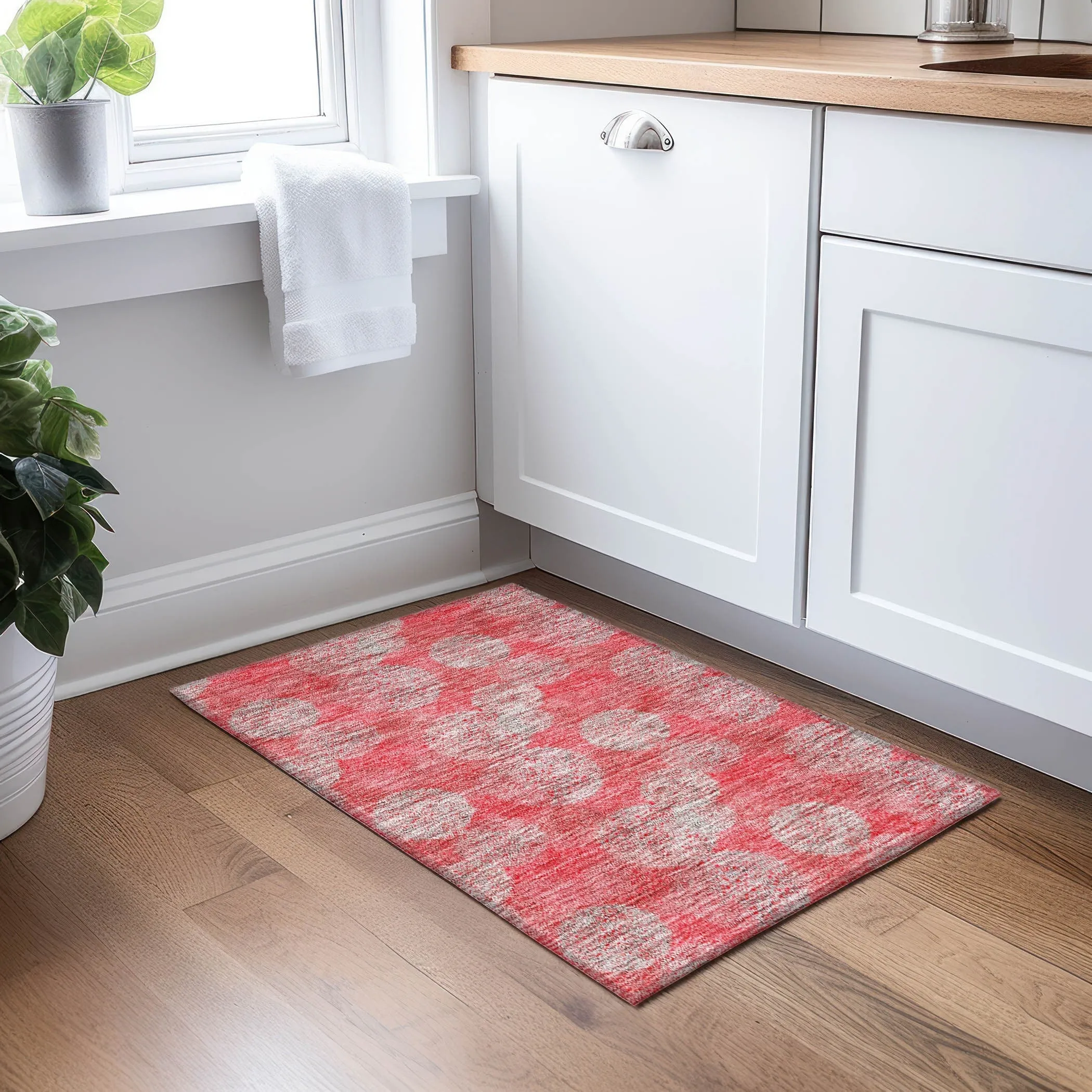 Machine Washable Indoor/ Outdoor Boho Sphere Chantille Rug