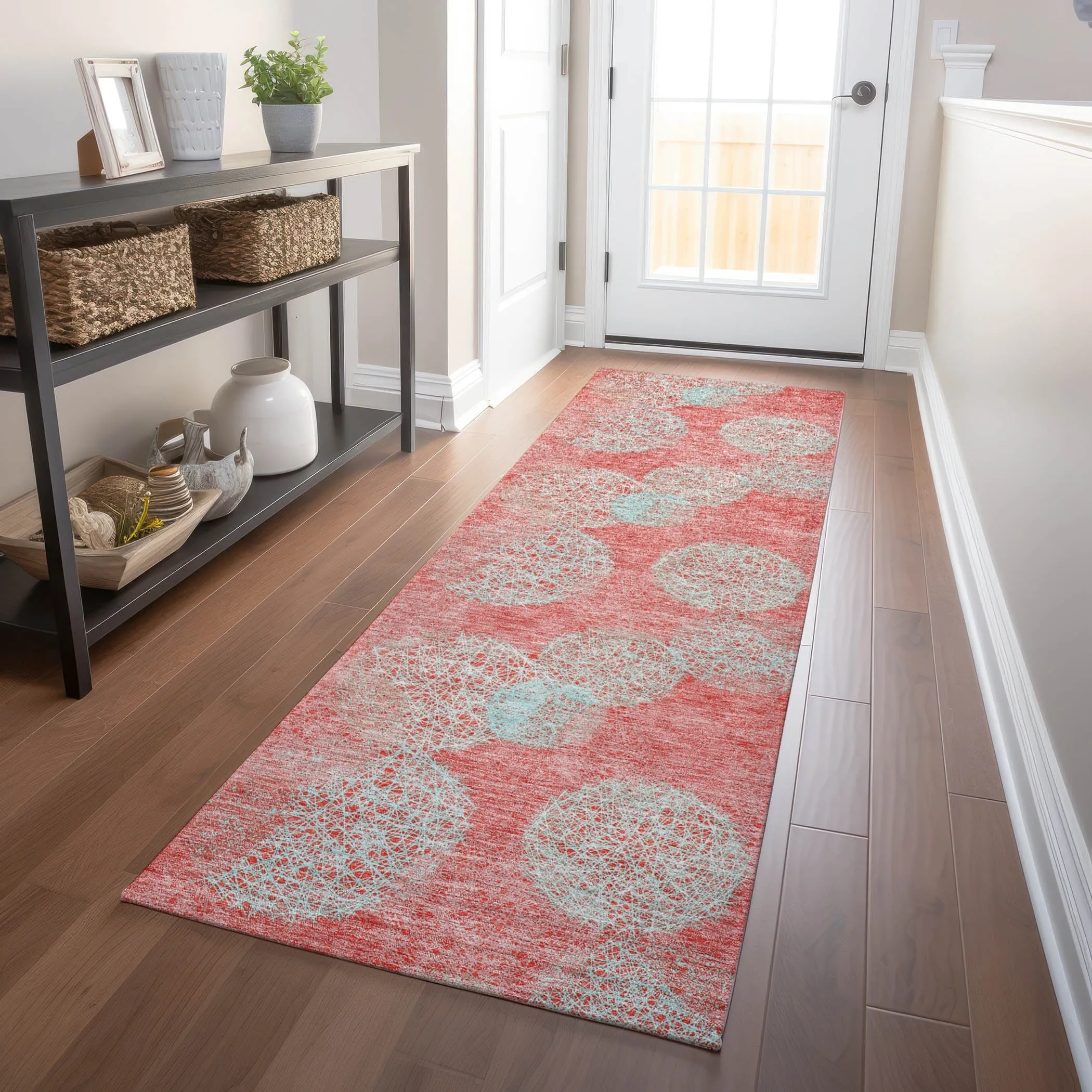 Machine Washable Indoor/ Outdoor Boho Sphere Chantille Rug