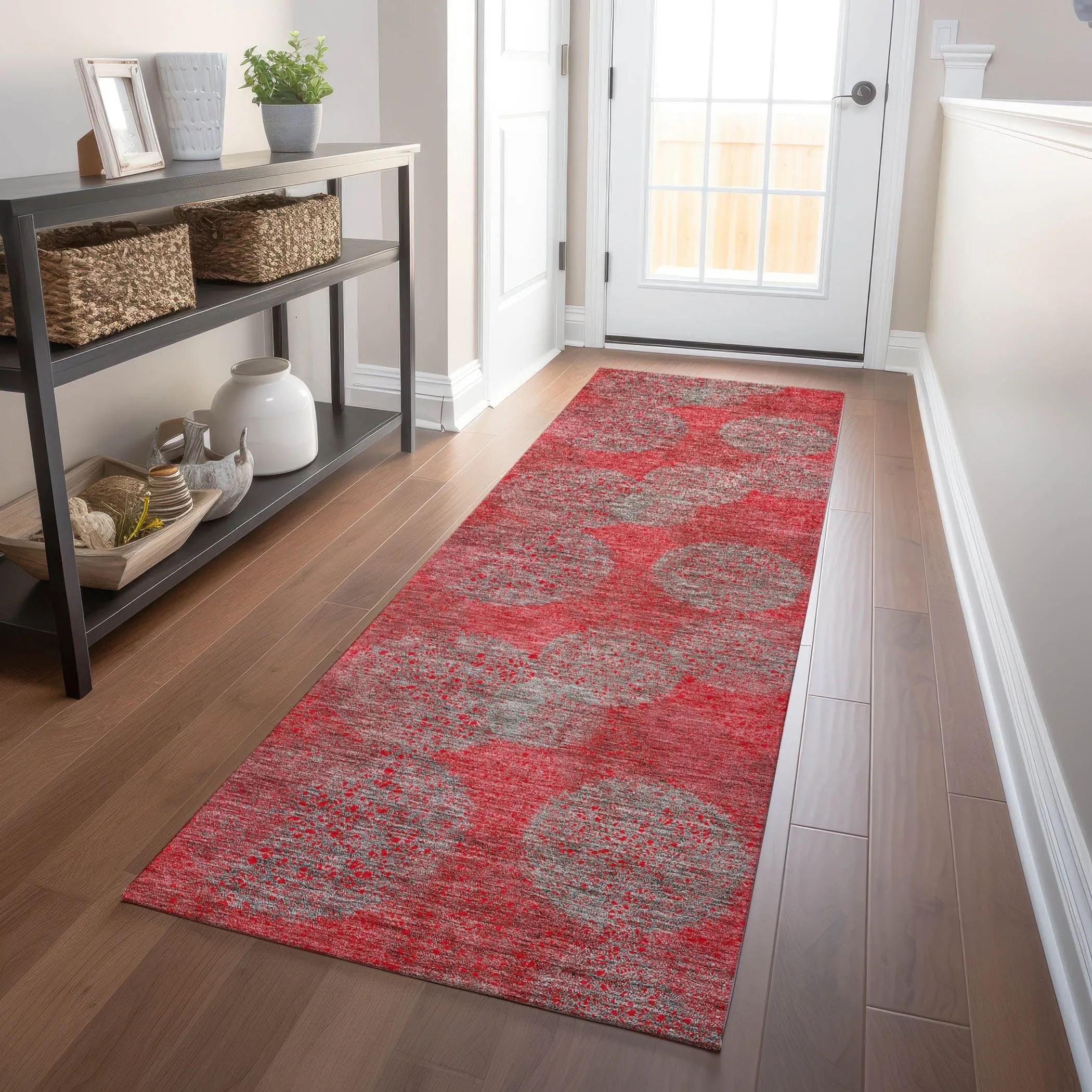 Machine Washable Indoor/ Outdoor Boho Sphere Chantille Rug