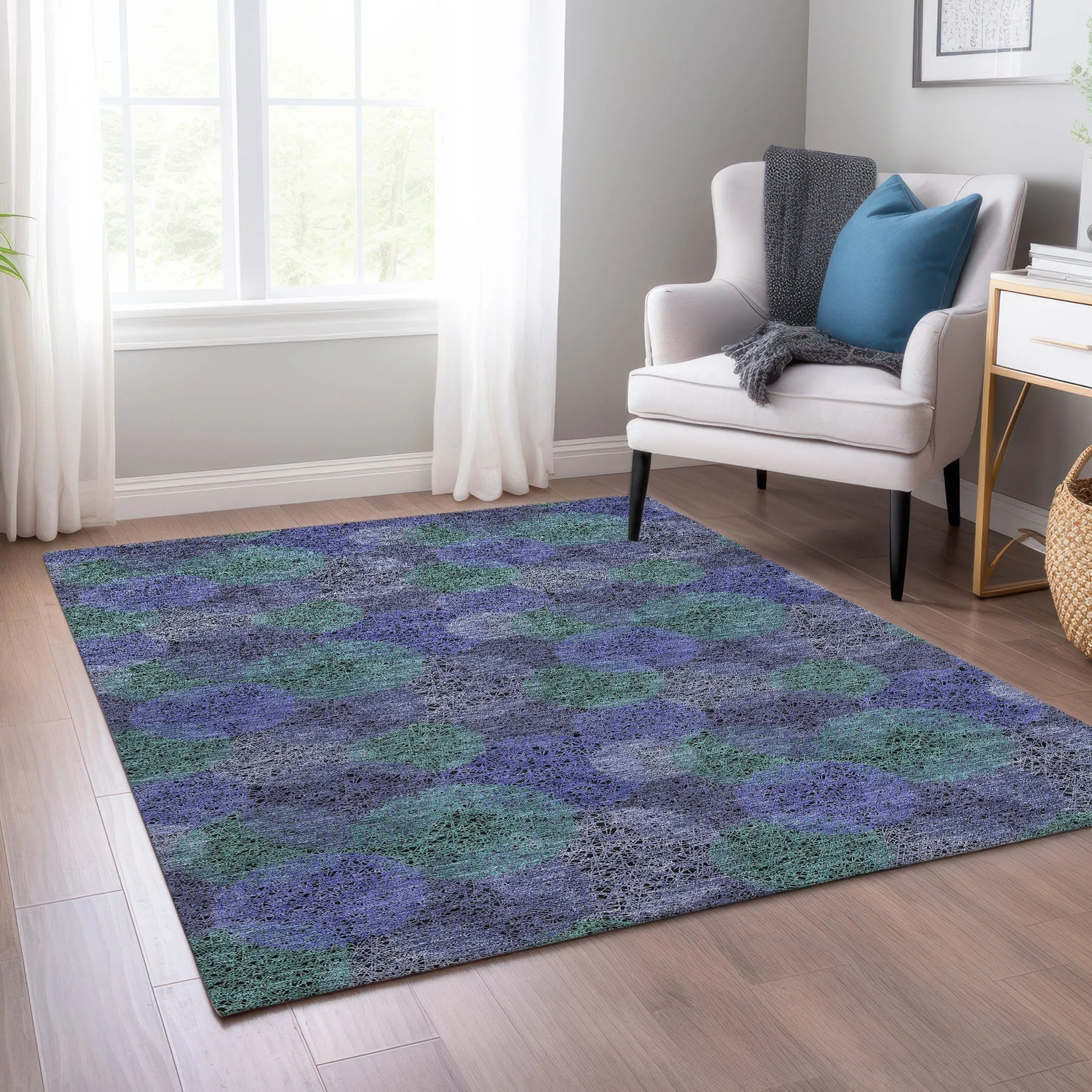 Machine Washable Indoor/ Outdoor Boho Sphere Chantille Rug