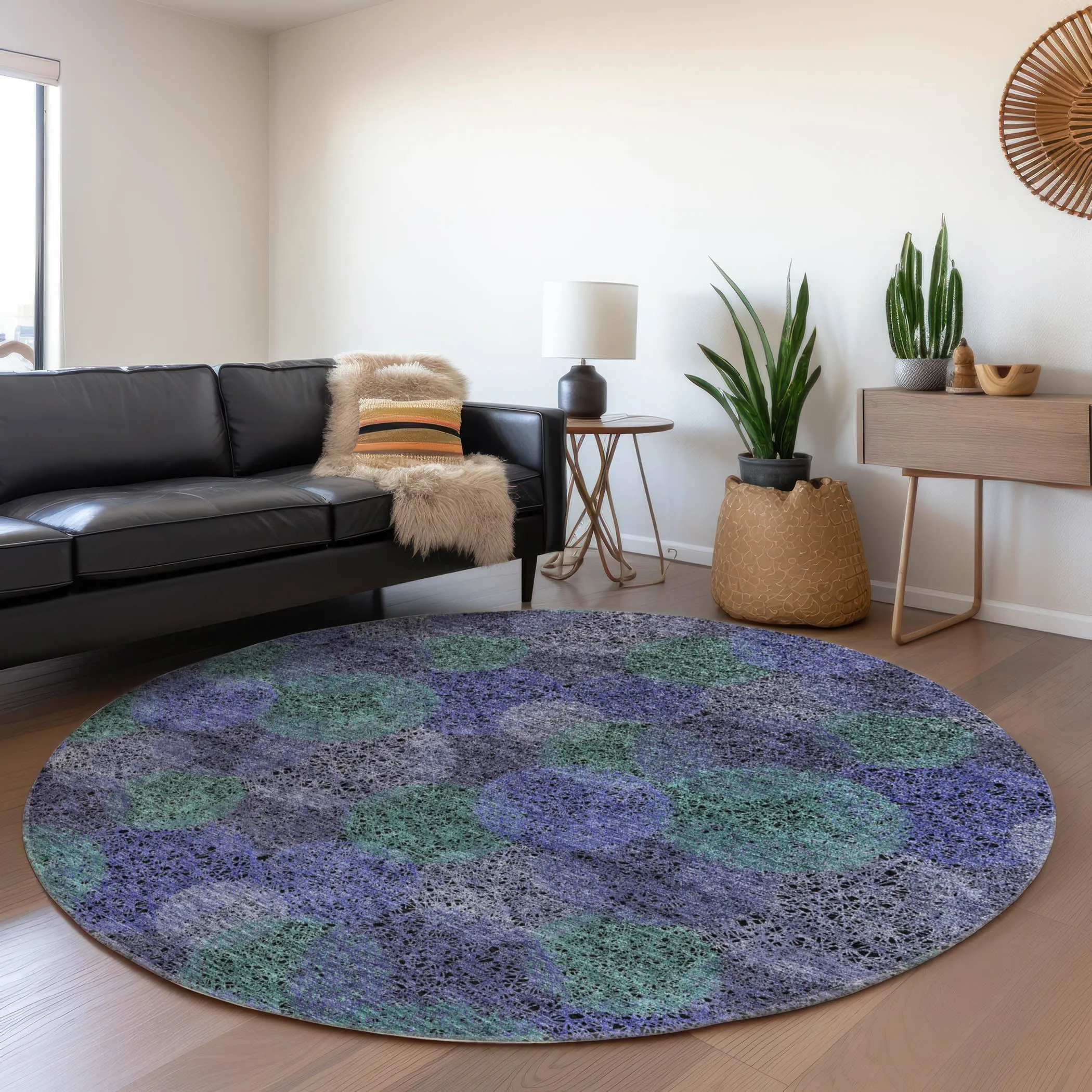 Machine Washable Indoor/ Outdoor Boho Sphere Chantille Rug