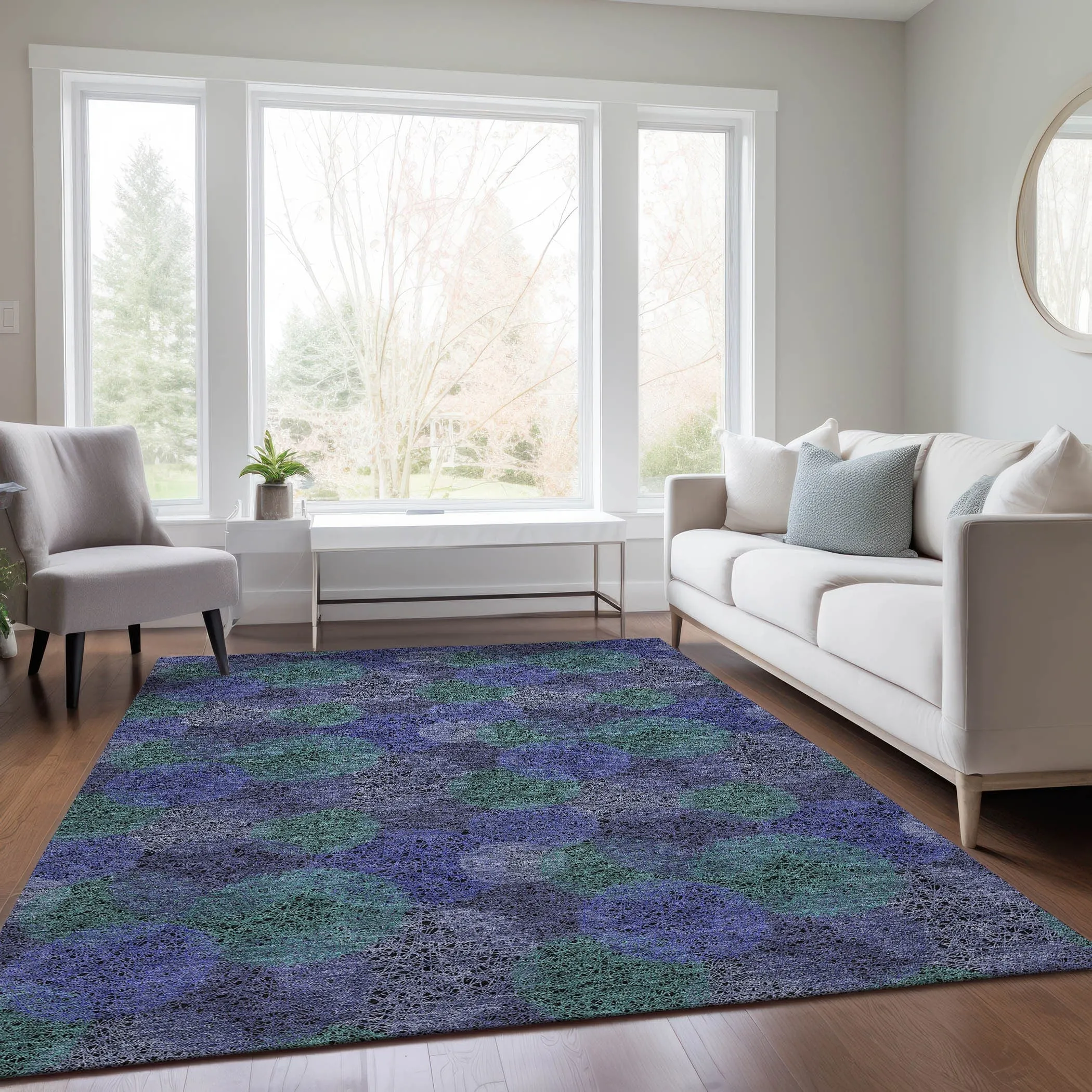 Machine Washable Indoor/ Outdoor Boho Sphere Chantille Rug