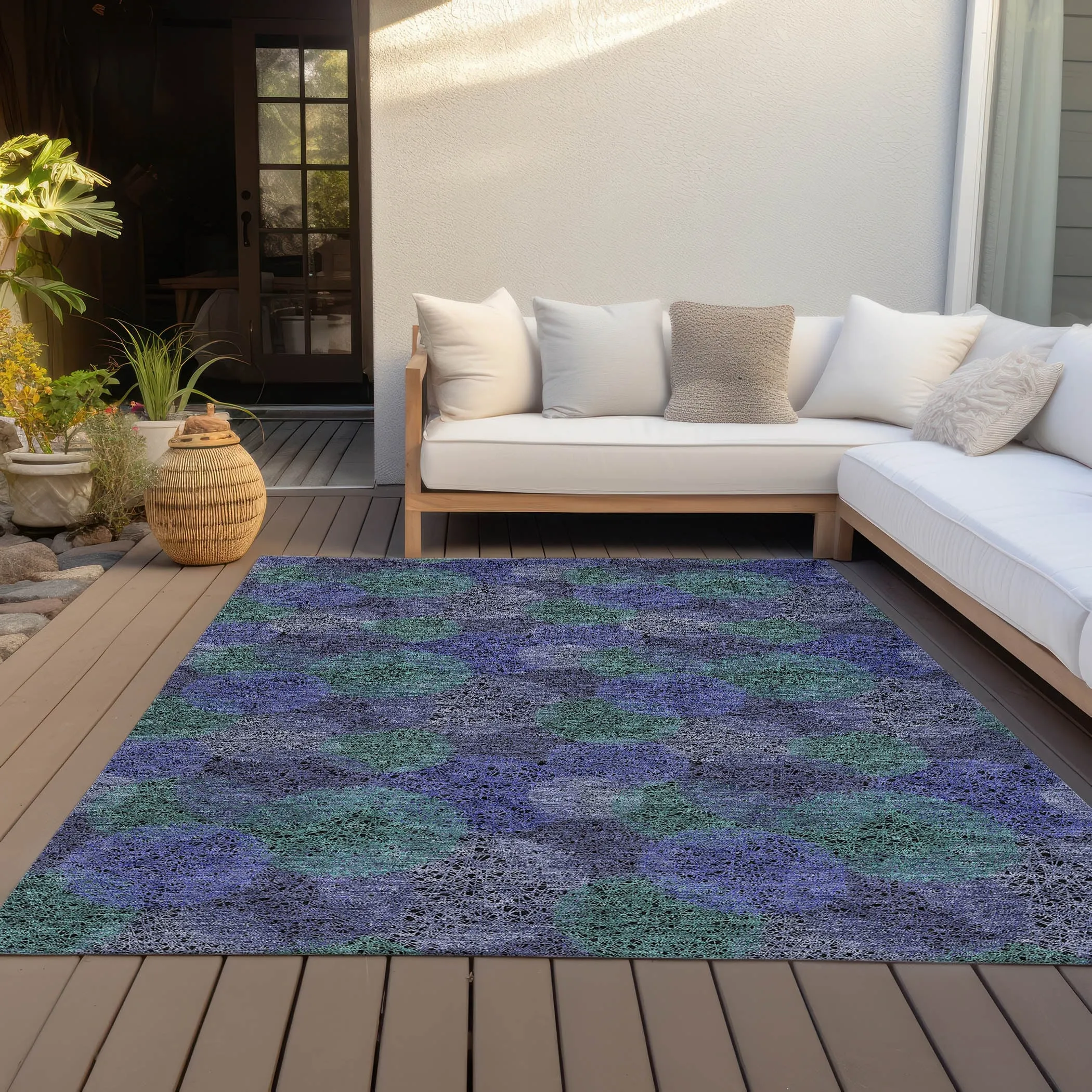Machine Washable Indoor/ Outdoor Boho Sphere Chantille Rug