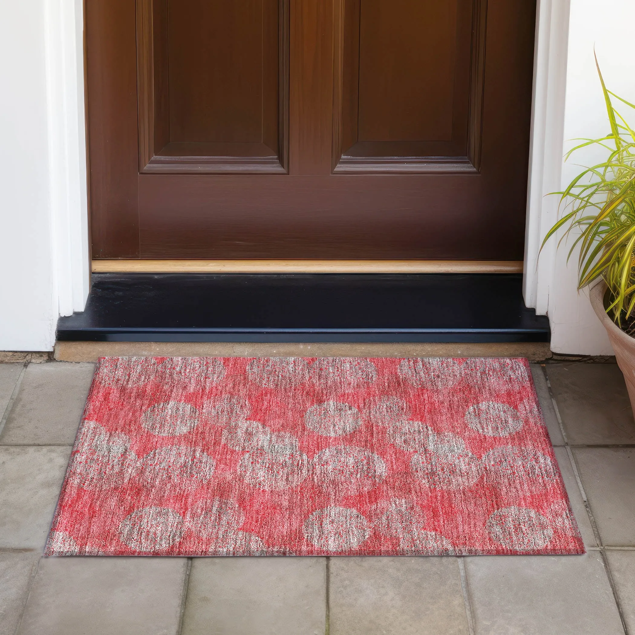 Machine Washable Indoor/ Outdoor Boho Sphere Chantille Rug