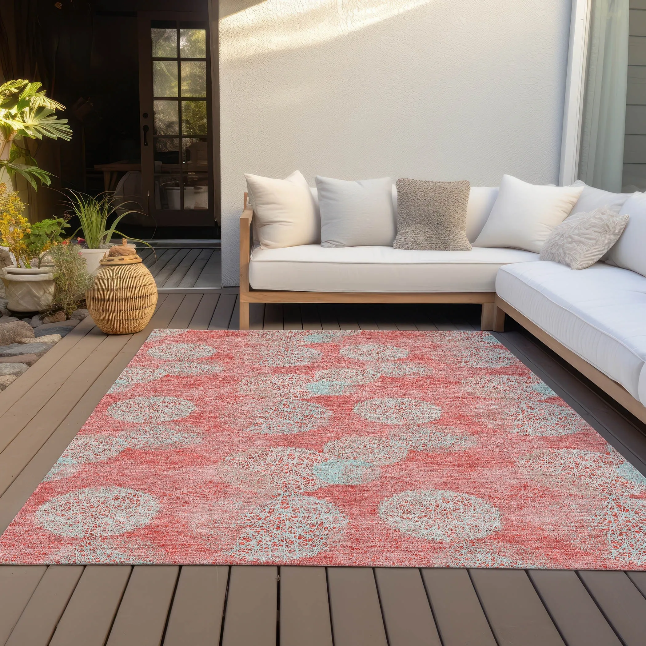 Machine Washable Indoor/ Outdoor Boho Sphere Chantille Rug