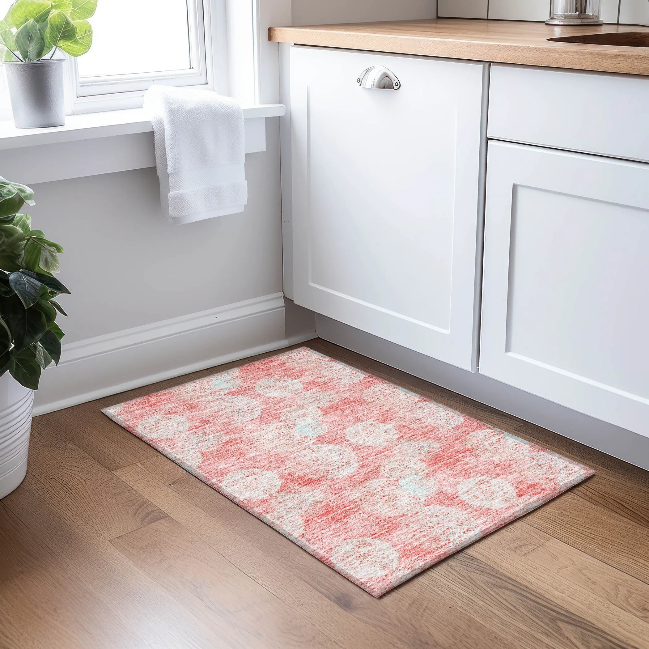 Machine Washable Indoor/ Outdoor Boho Sphere Chantille Rug
