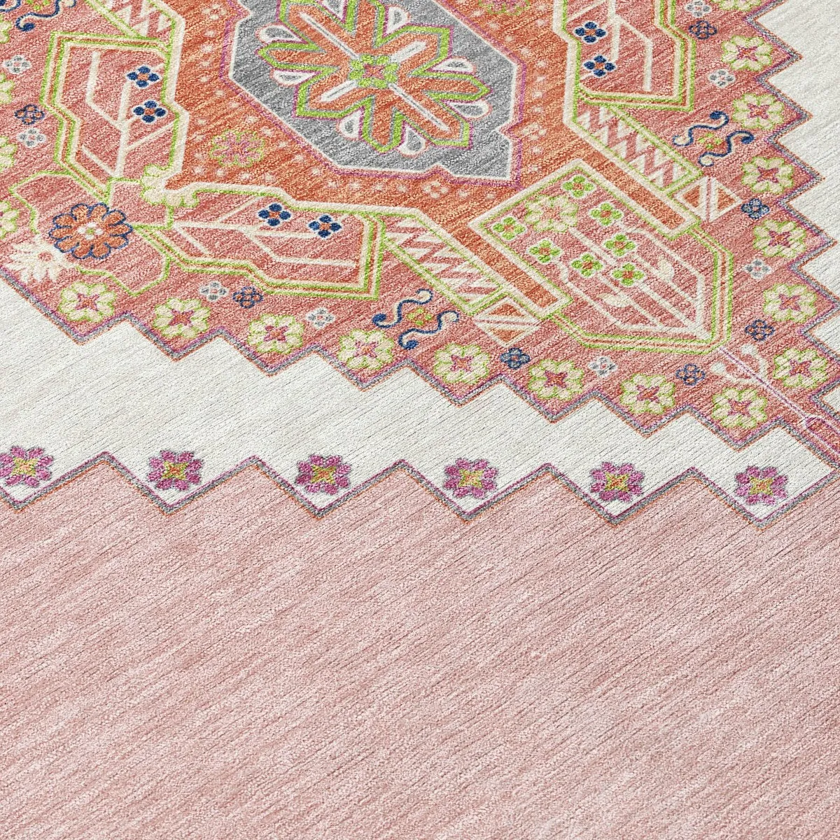 Machine Washable Indoor/ Outdoor Boho Traditional Chantille Rug