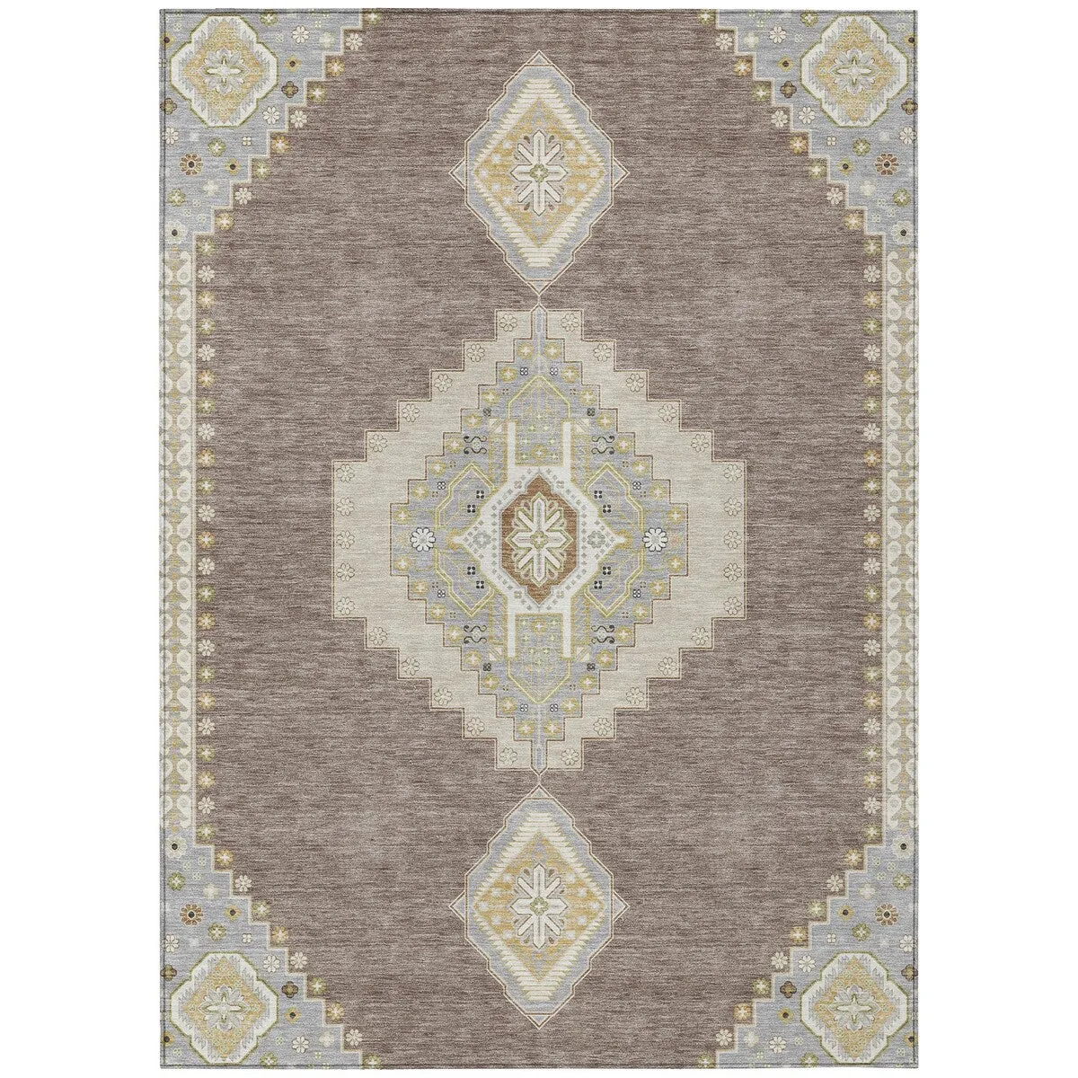Machine Washable Indoor/ Outdoor Boho Traditional Chantille Rug