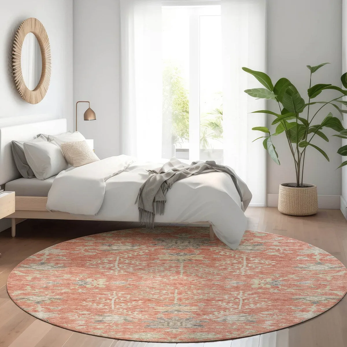 Machine Washable Indoor/ Outdoor Boho Traditional Chantille Rug