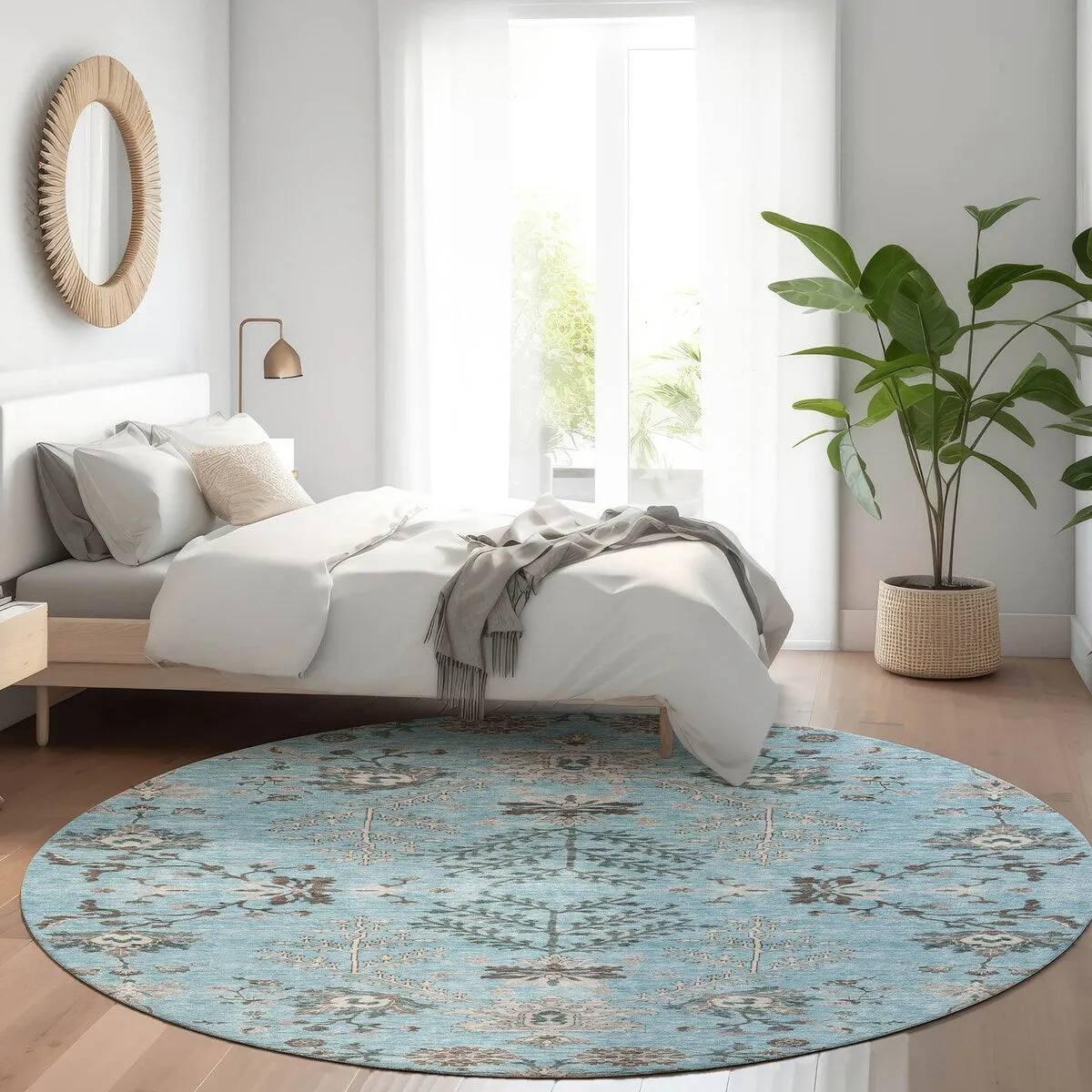 Machine Washable Indoor/ Outdoor Boho Traditional Chantille Rug
