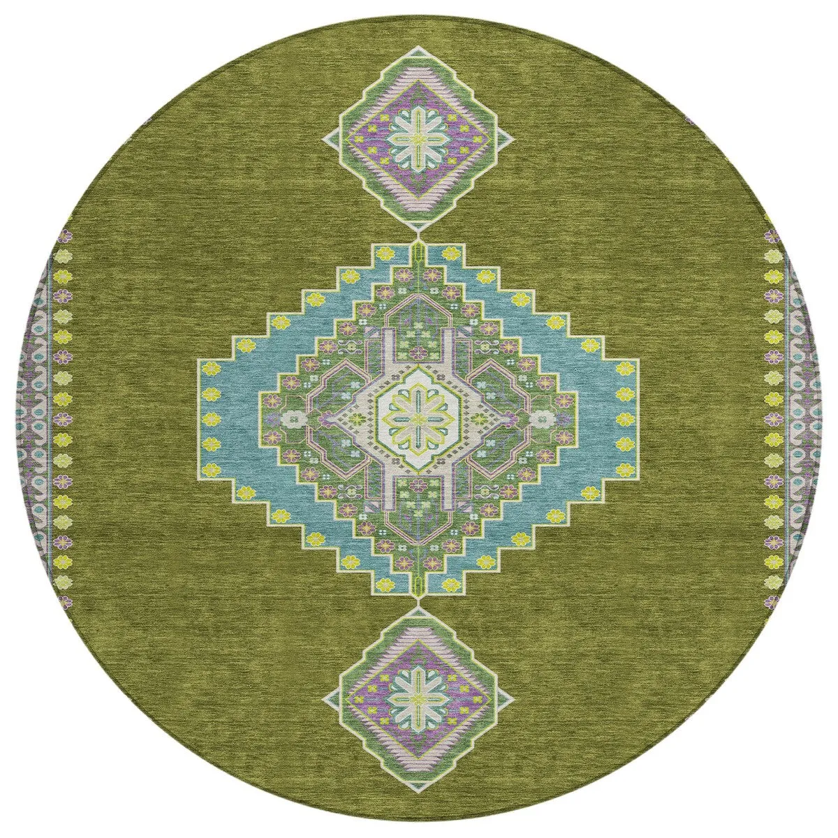 Machine Washable Indoor/ Outdoor Boho Traditional Chantille Rug