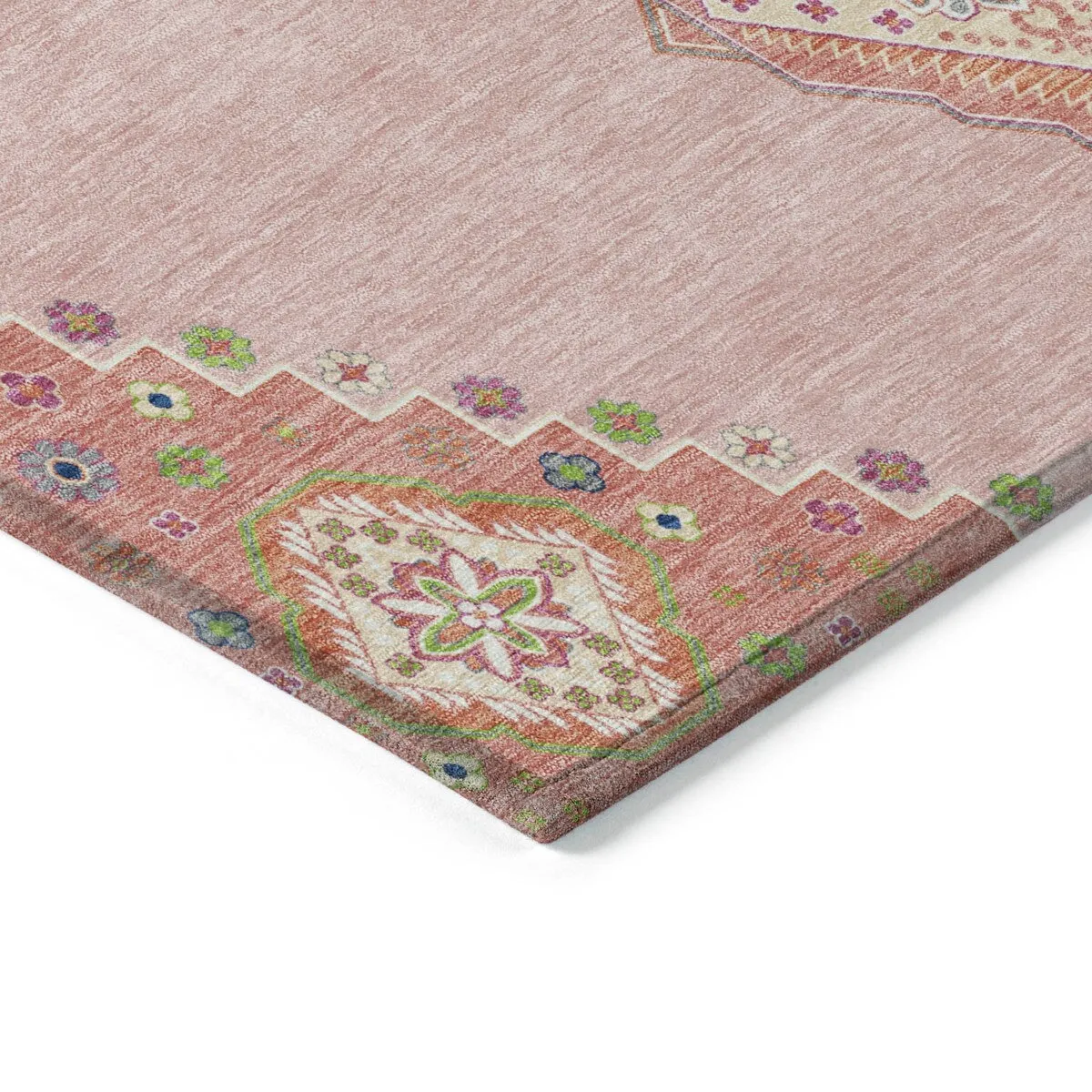 Machine Washable Indoor/ Outdoor Boho Traditional Chantille Rug