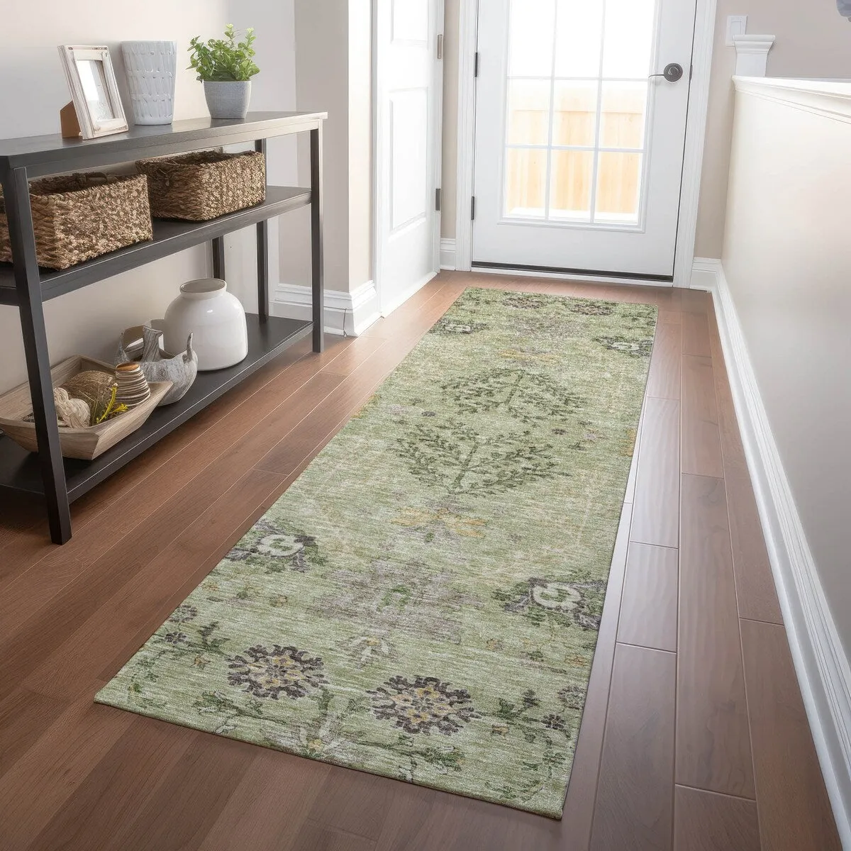Machine Washable Indoor/ Outdoor Boho Traditional Chantille Rug
